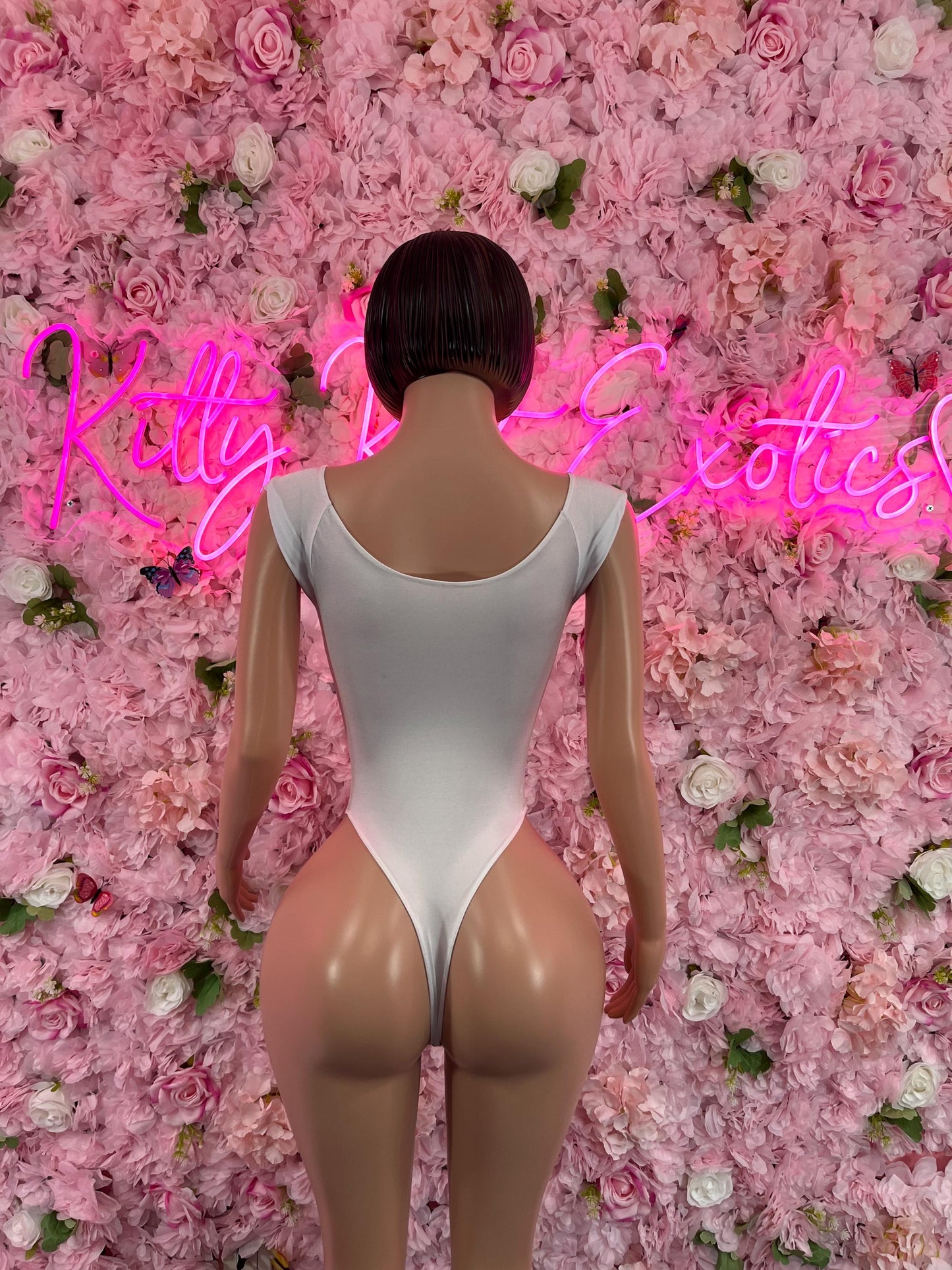 Exotic DancewearOne Piece White Bodysuit Bottlegirl