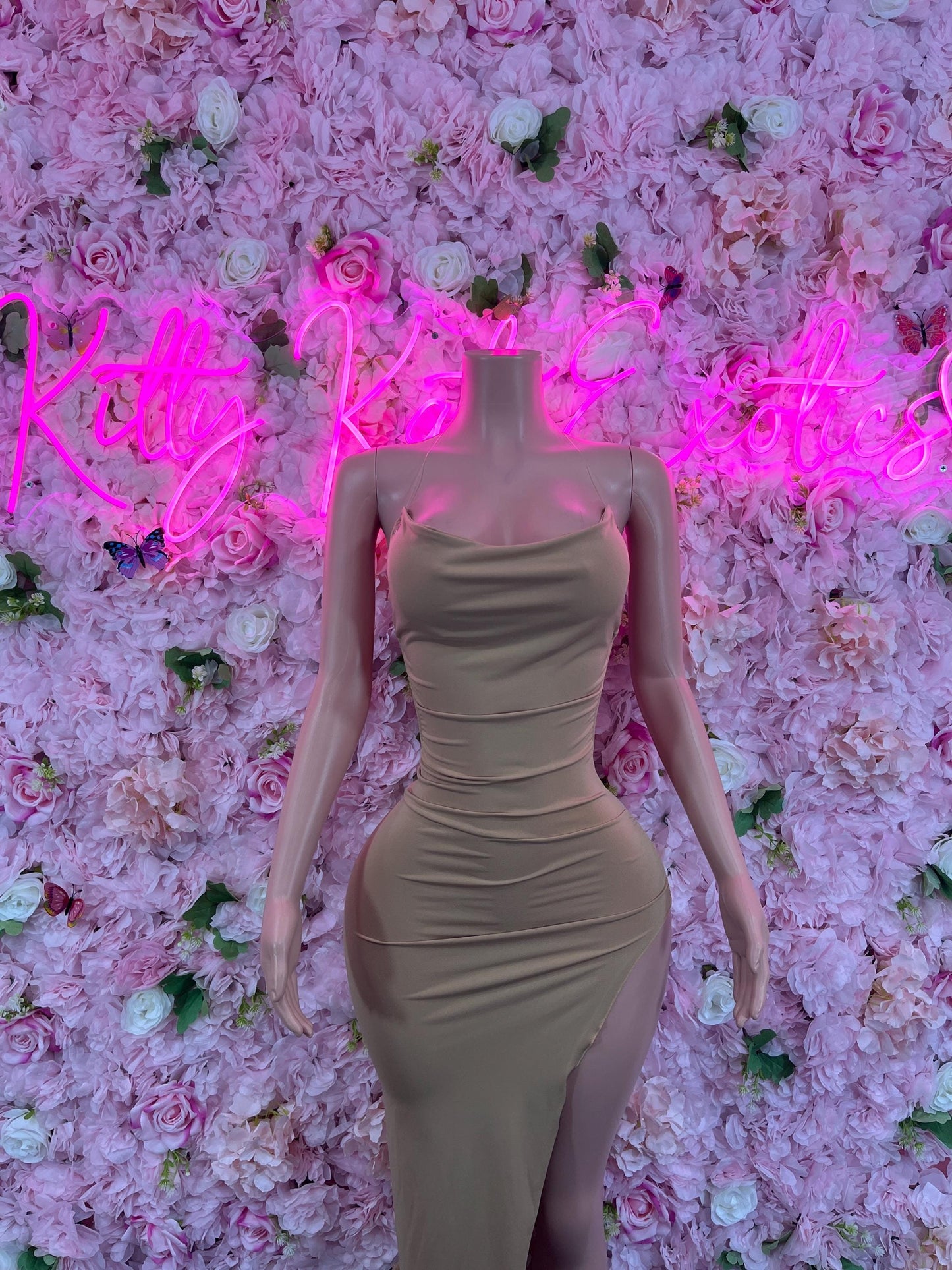 Bridal Nude Gown Exotic Dancewear Elegant and Sexy Evening Dress for Performers, Events, or Special Occasions