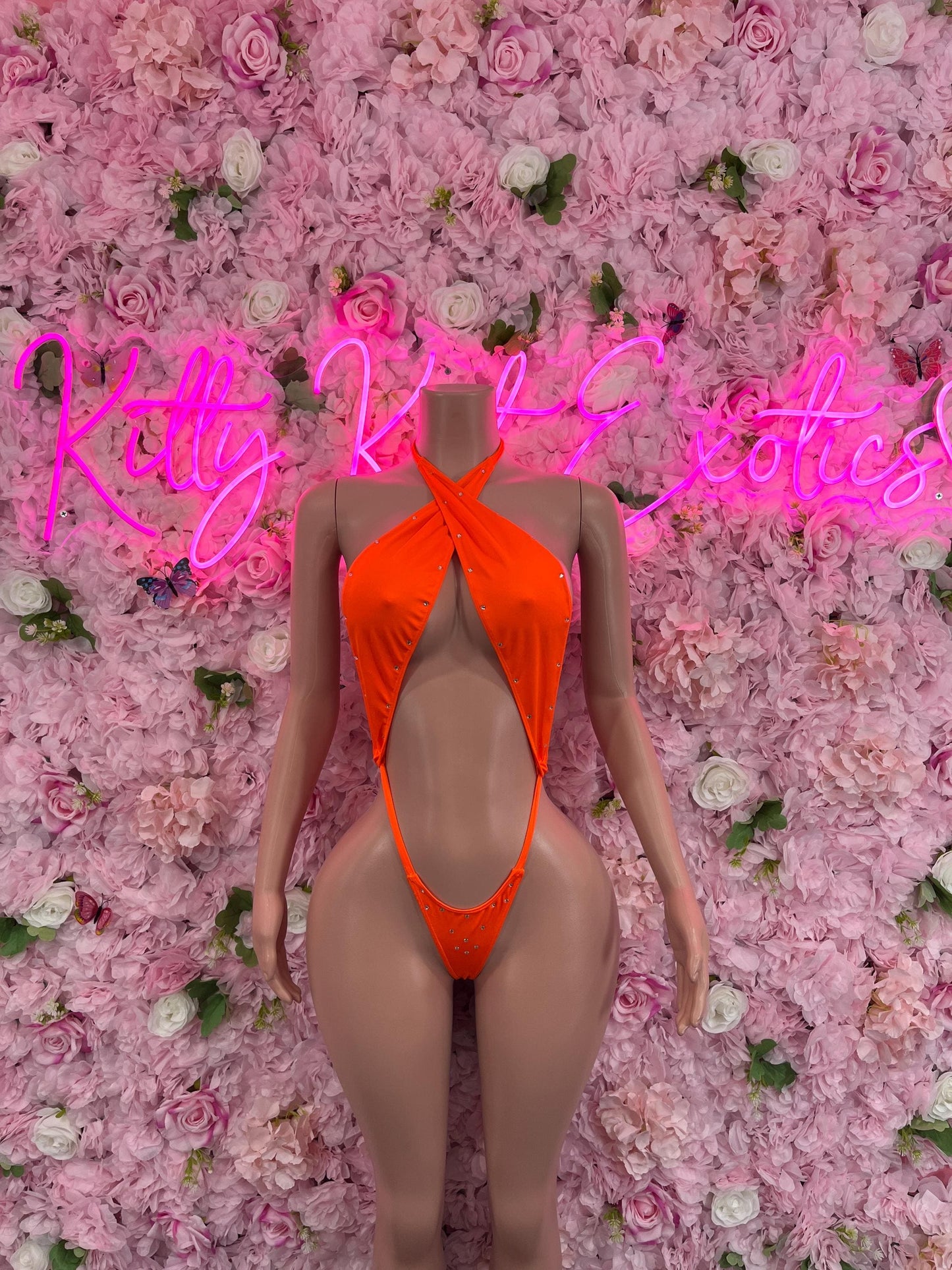 Slingshot Bodysuit Orange Sexy Outfit for Parties, Clubwear, or Festivals | Trendy and Eye-Catching Fashion Exotic Dancewear