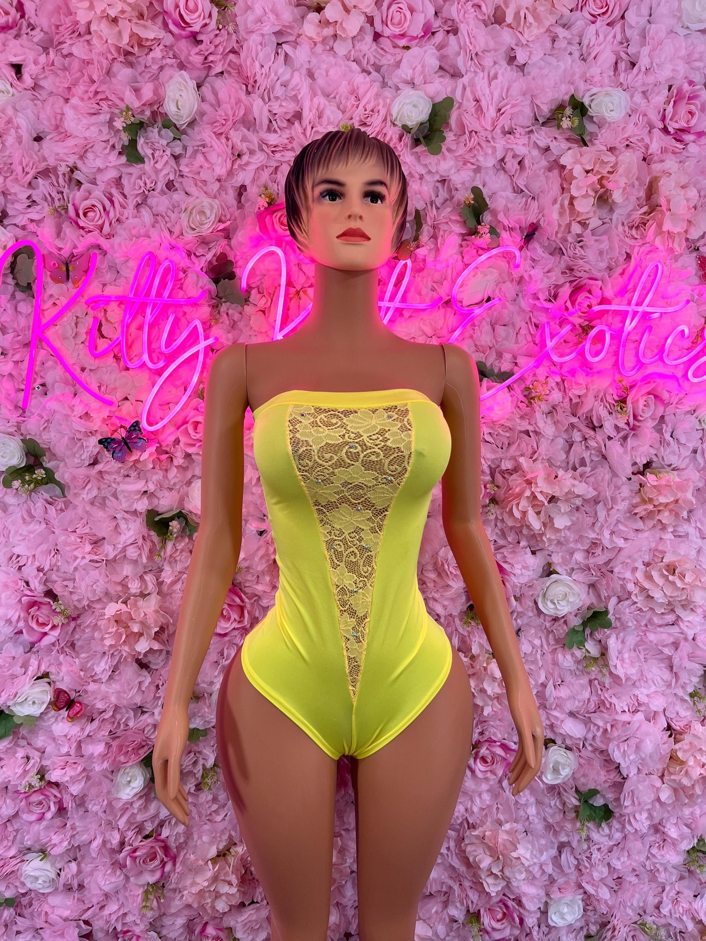 Exotic DancewearOne Piece Yellow Bodysuit