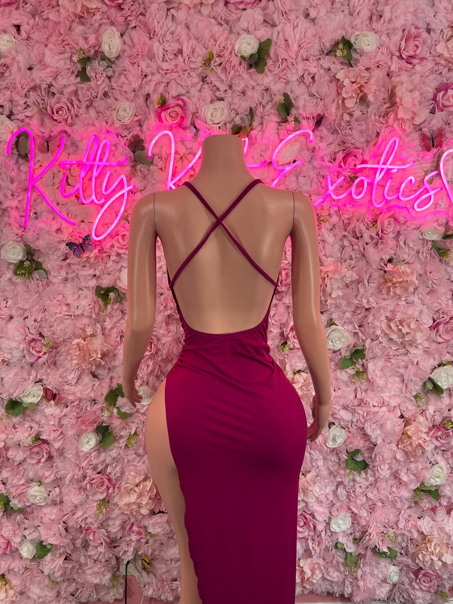 Exotic Dancewear Cranberry Gown Exotic Dancewear Elegant and Sexy Evening Dress for Performers, Events, or Special Occasions