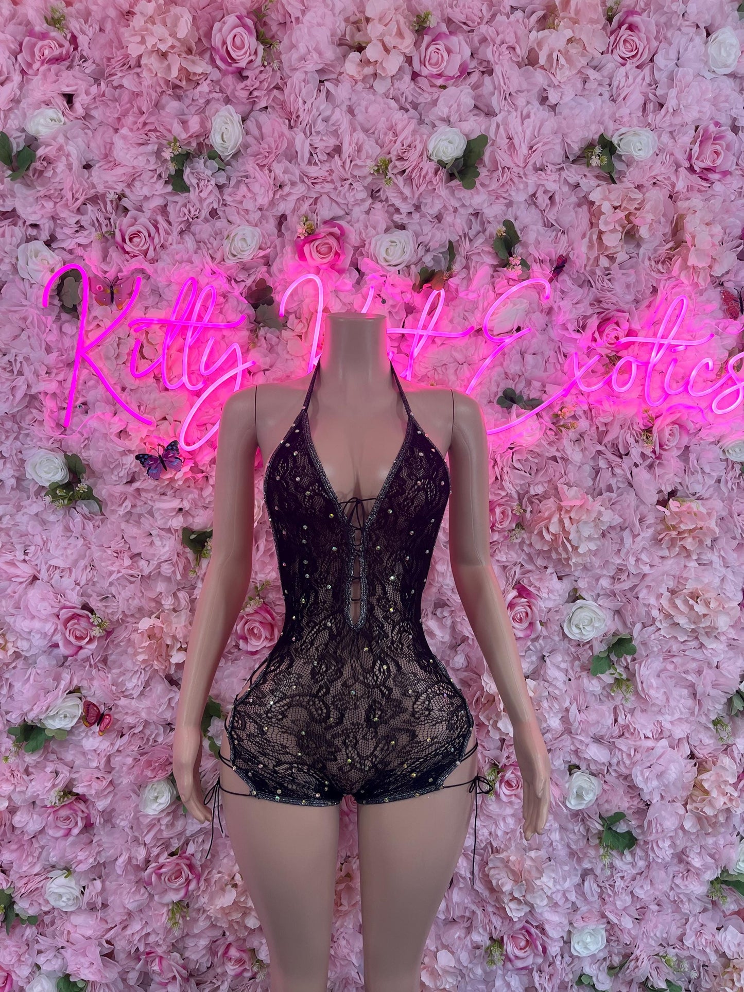One Piece Fishnet Black Dancewear