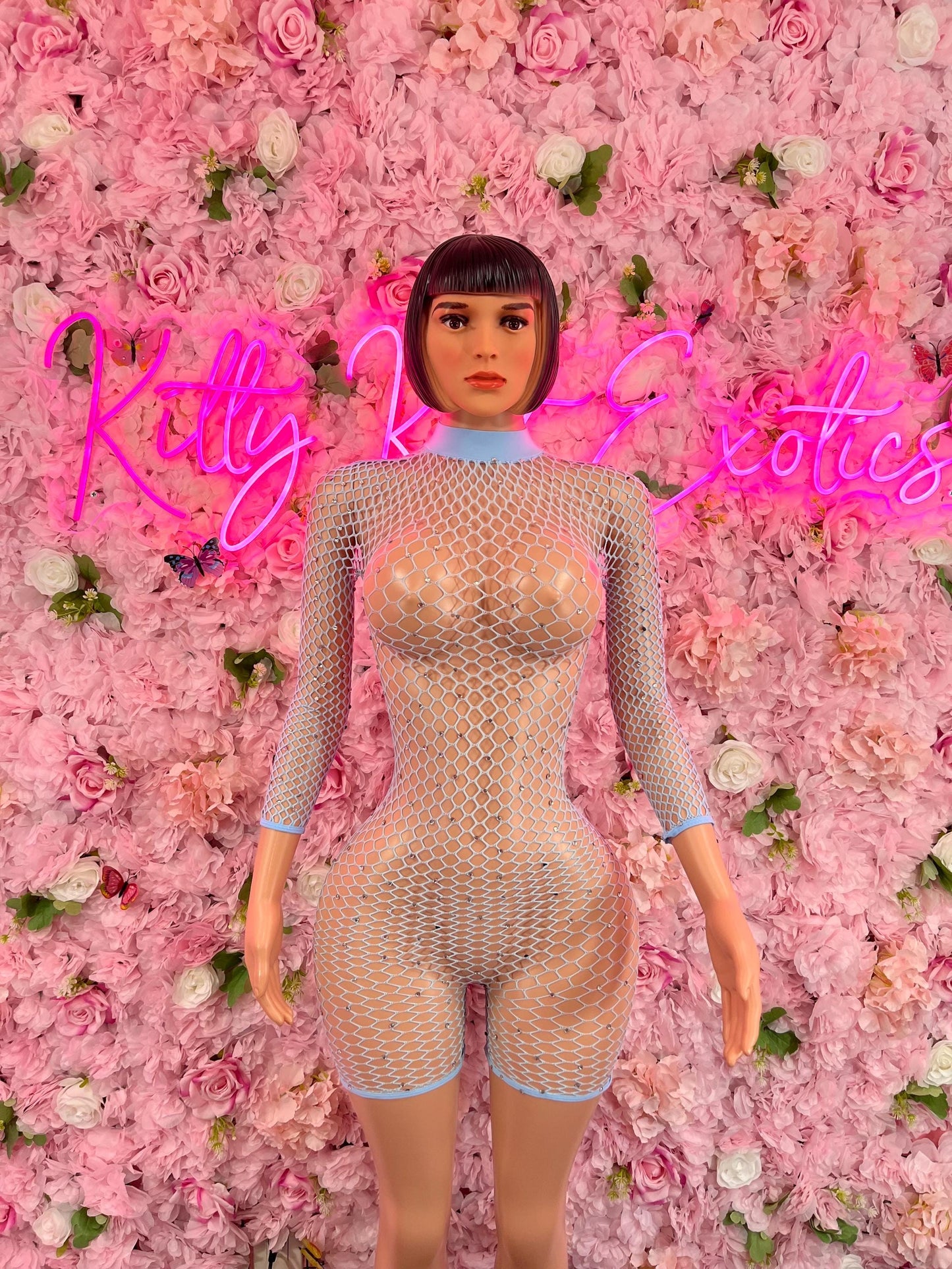 One Piece Fishnet Blue Bodysuit Dancewear ST