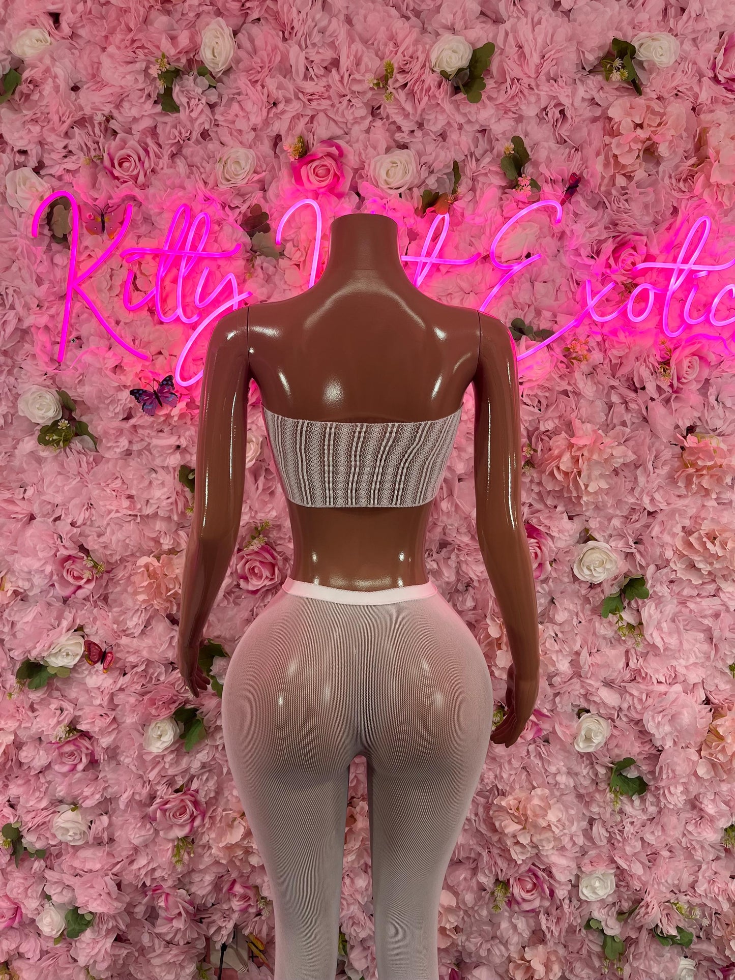 Two Piece Fishnet White Dancewear Exoticwear