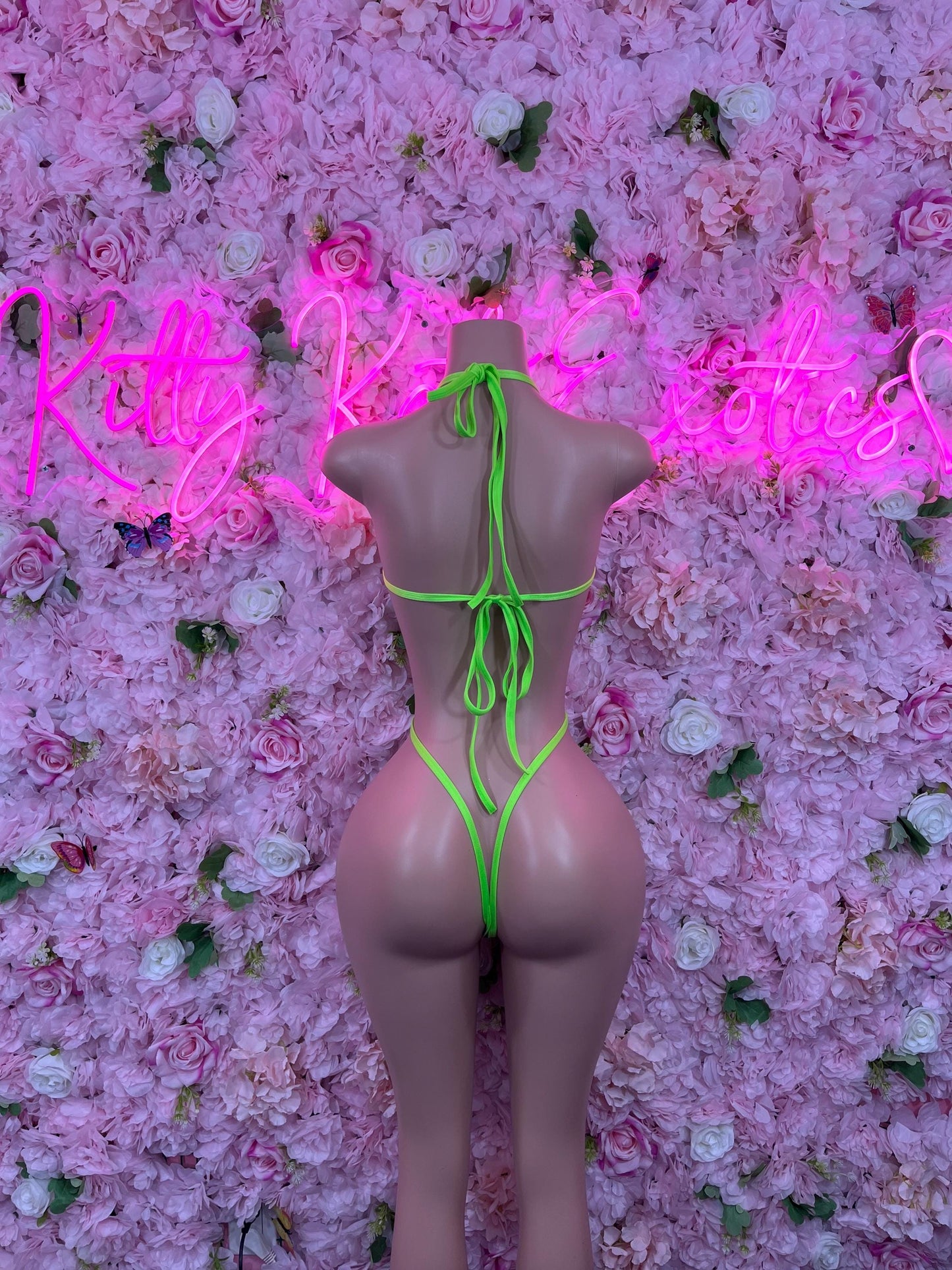 One Piece Slingshot Green Bikini Bottlegirl Set Dancewear Festival Wear