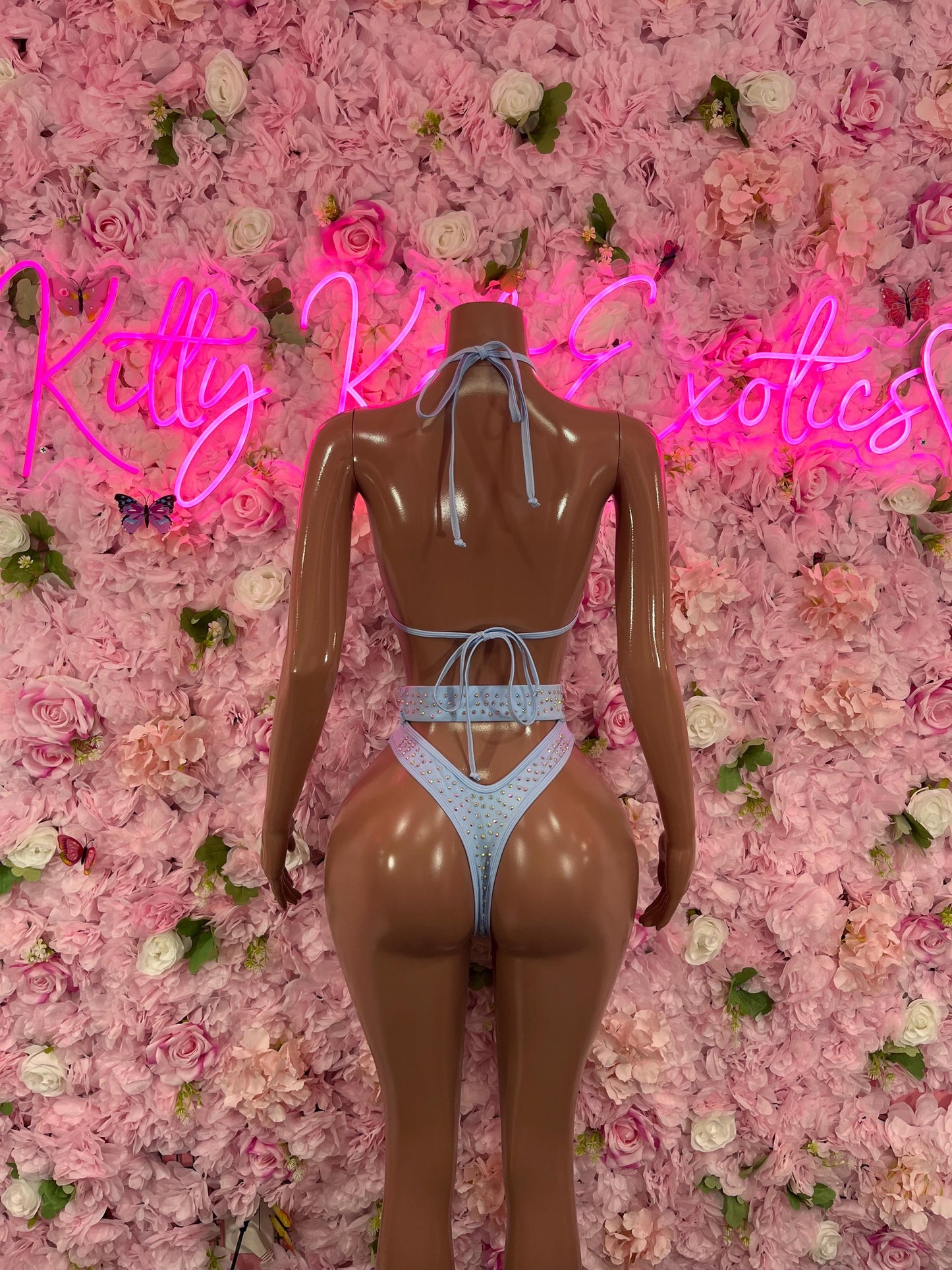 One Piece Bodysuit Baby Blue Exotic Dancewear Performance Wear Stripper wear