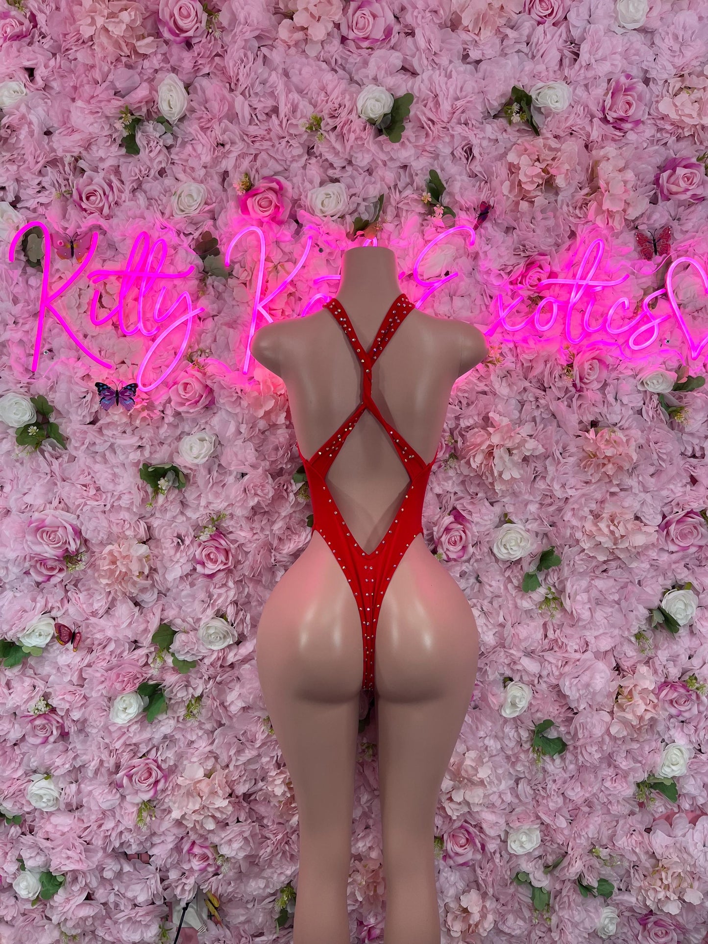 Exotic DancewearOne Piece Bodysuit Red Exotic Dancewear Performance Wear Stripper wear