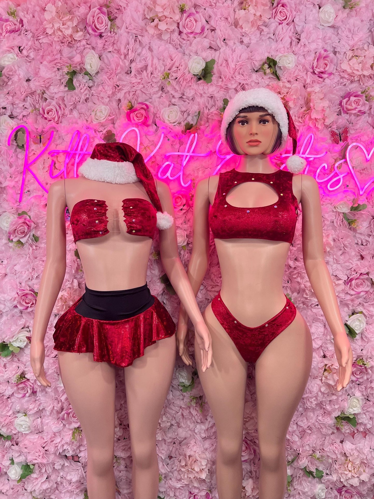 Naughty Santa Sexy Santa Christmas Costume - One Piece Red Holiday Outfit - Festive Womens Christmas Lingerie - Hat Included Christmas