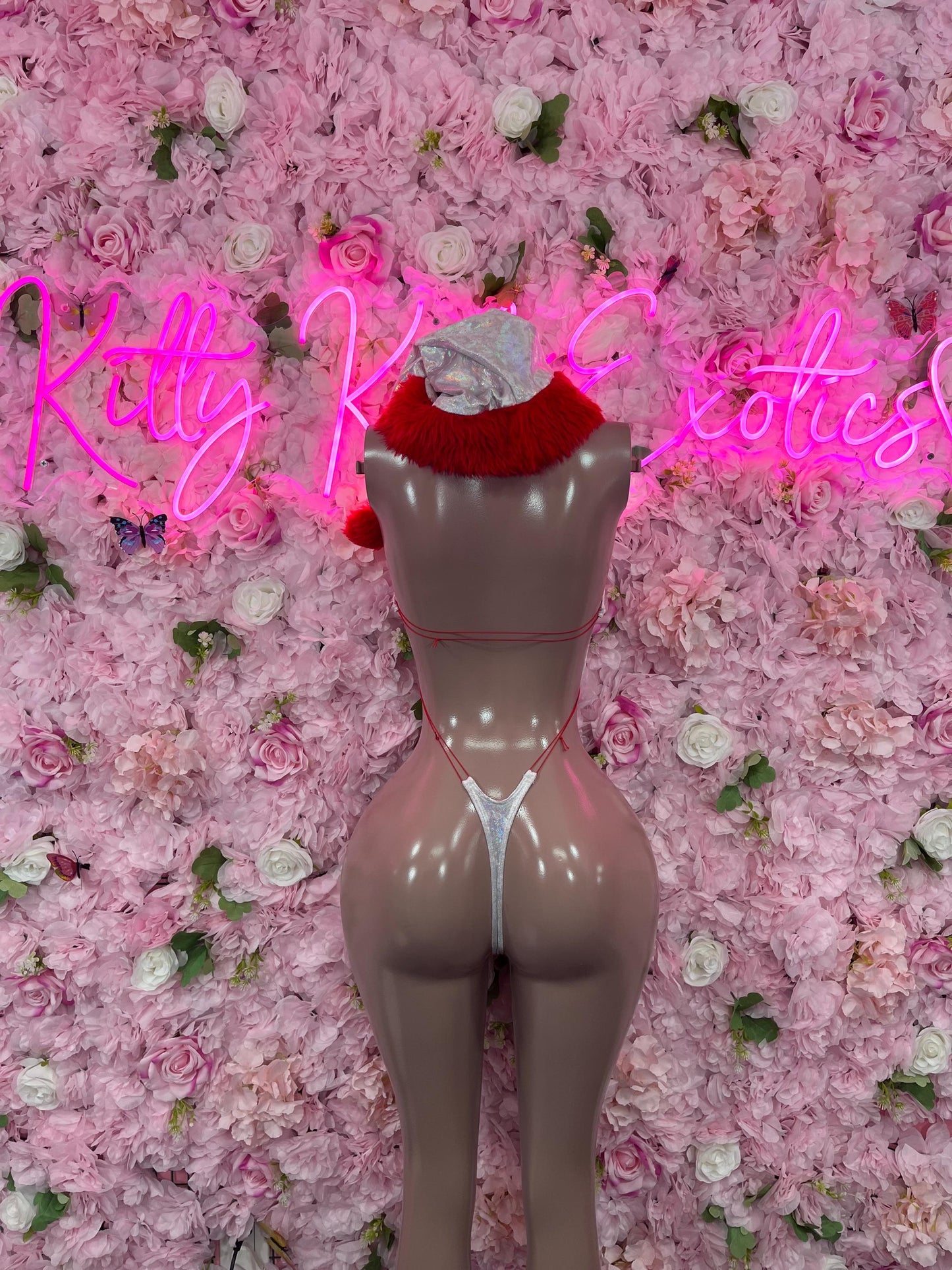 Naughty Santa Sexy Santa Christmas Costume - One Piece Slingshot Holiday Outfit - Festive Womens Christmas Lingerie - Hat Included