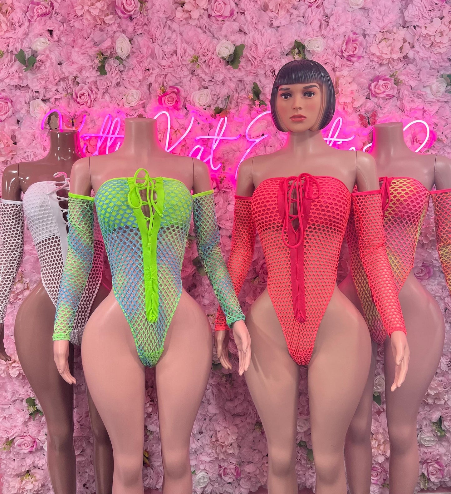Ravewear One-Piece Fishnet Coral Bodysuit Dancewear Festival Wear Ravewear Festive