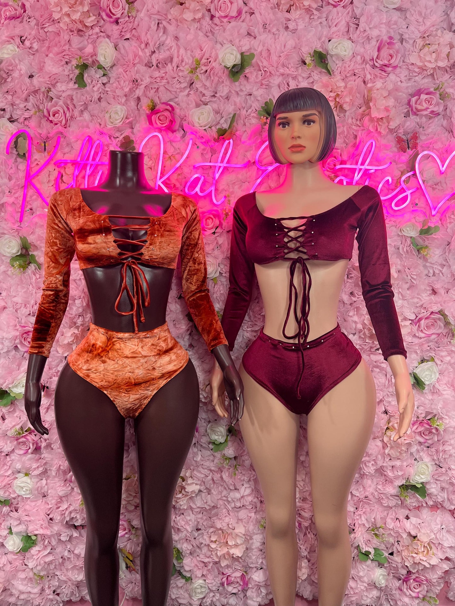 Ravewear Two-Piece Velvet Orange Exotic Dancewear for Performers, Raves, or Night Out | Bottle girl Outfits