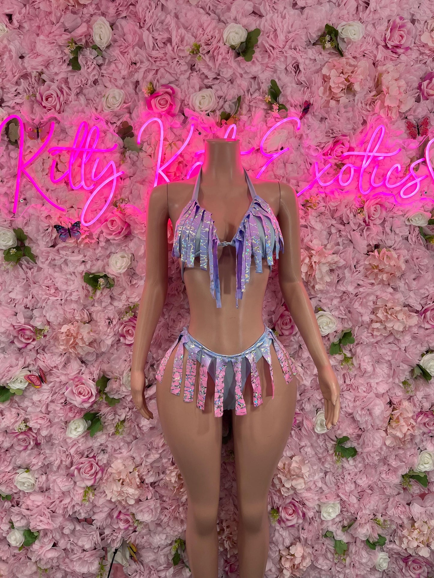 Two Piece Multicolor Fringe Dancewear Festivalwear Exoticwear