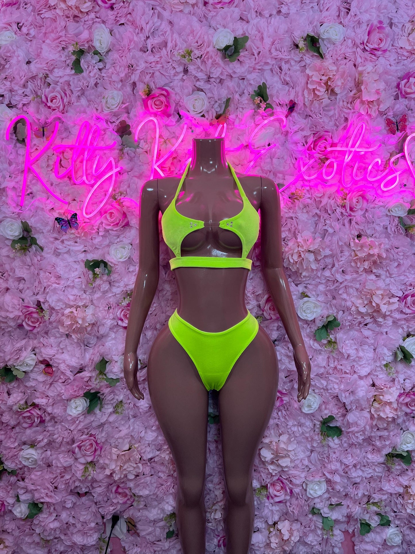 Rave wear Two Piece Neon Green Sexy Party Outfit, Clubwear, or Night Out Fashion | Bartender Ravewear Look Women's Clothing