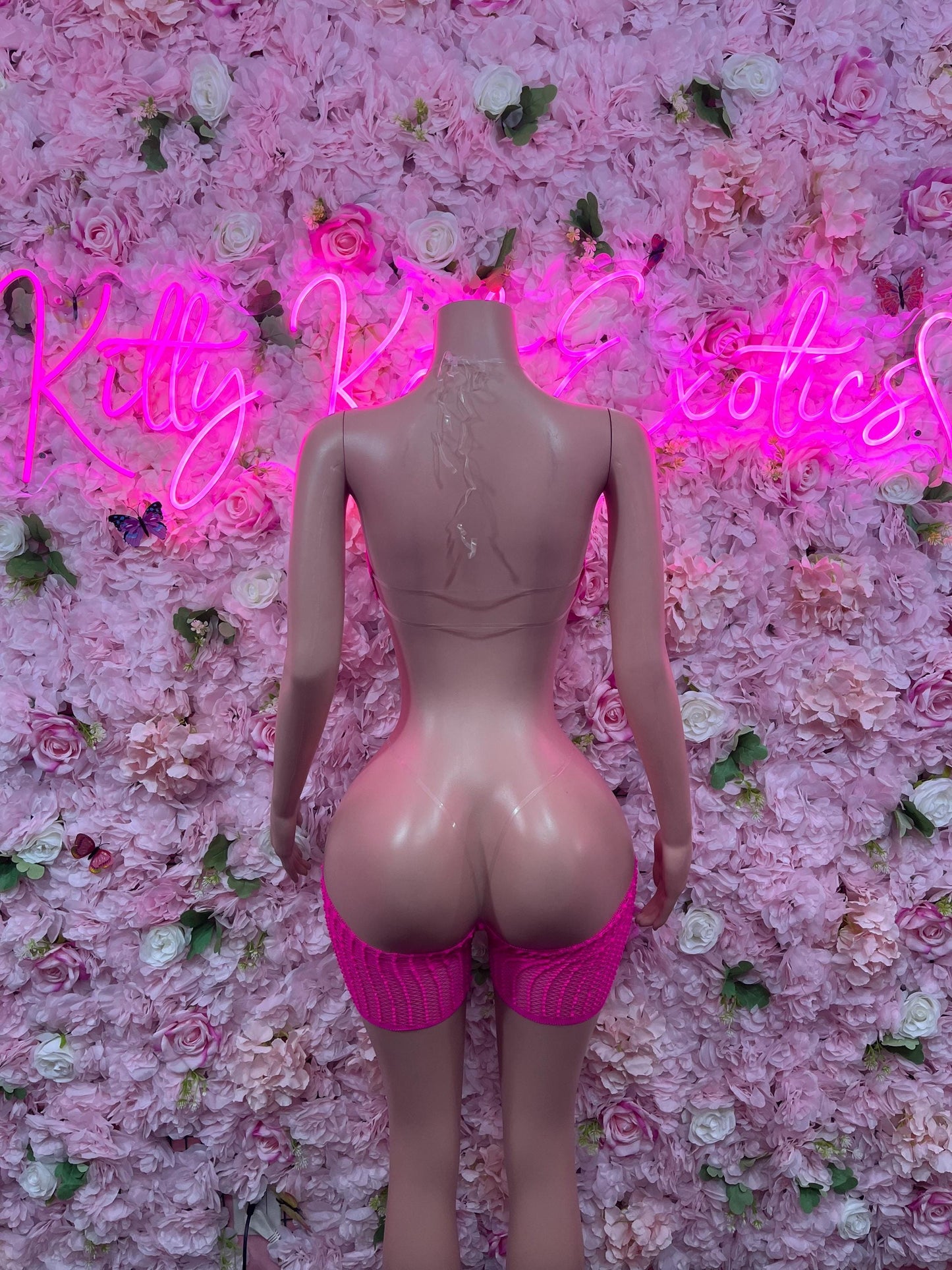 Exotic Dancewear Two Piece Fishnet Pink Dancewear Exotic Wear Festival Wear