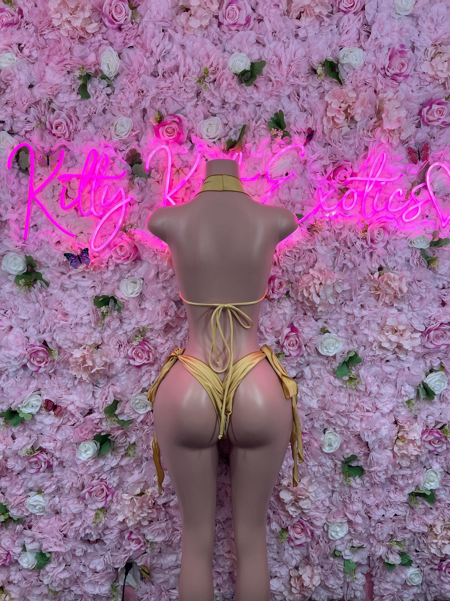 Exotic Dancewear Two-Piece Bikini Dancewear Gold Festival wear Ravewear