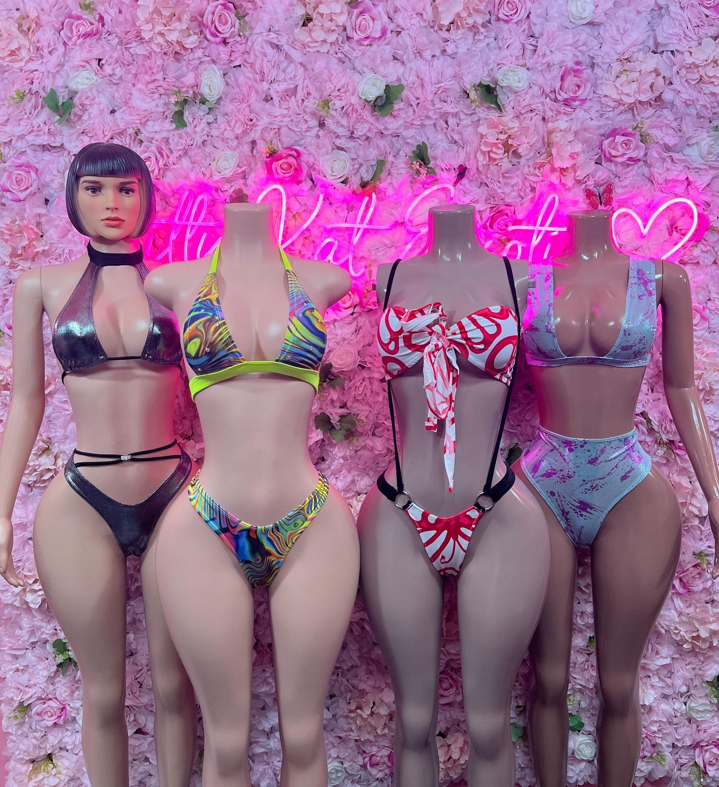 Ravewear Two Green Multicolor Bikini Exotic Dancewear for Performers, Raves, or Night Out | Sexy and Flattering Style