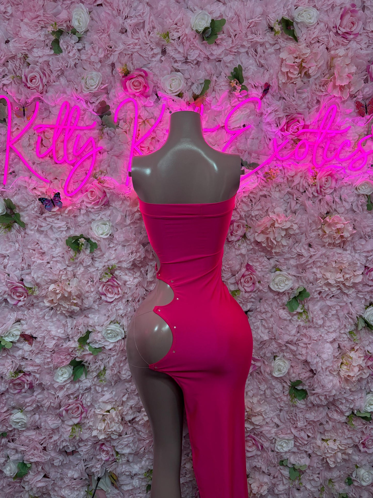 Womens Clothing Pink Gown Sexy Party Outfit, Clubwear, or Night Out Fashion | Shiny and Bold Statement Look Womens Clothing