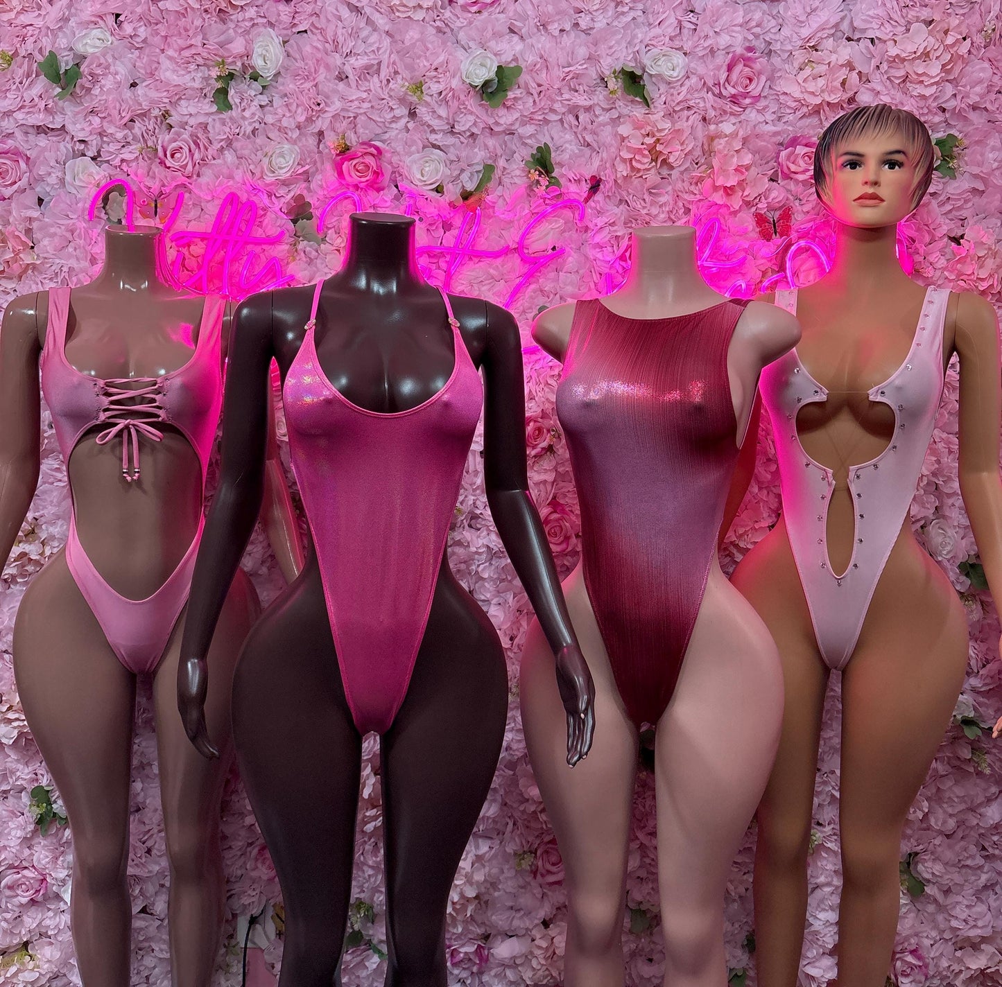 Dancewear One Piece Pink Metallic - Exotic Dancewear Elegant and Sexy Evening Dress for Performers, Events, or Special Occasions