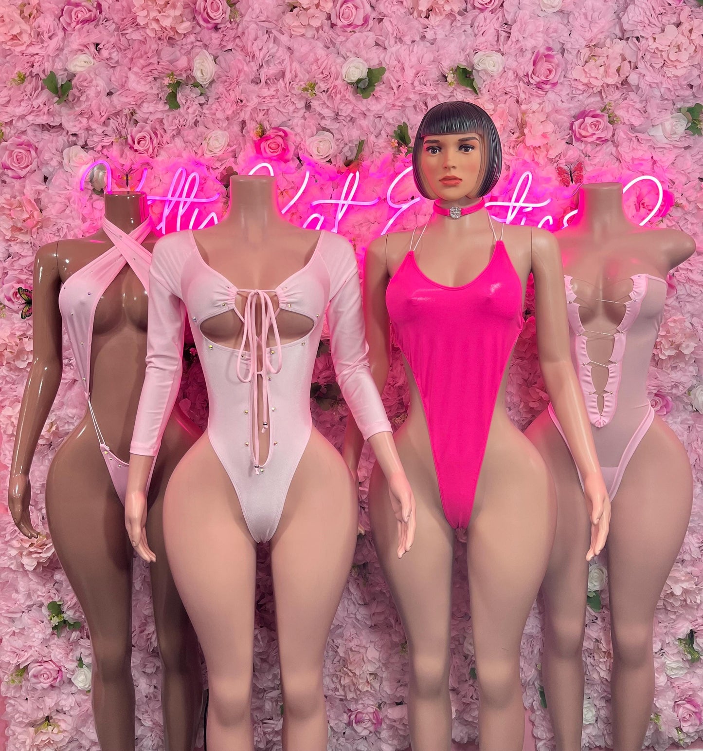 Exotic Dancewear Bottlegirl One-Piece Pink Slingshot Exotic Dancewear for Performers, Raves, or Night Out | Bottle girl Outfits