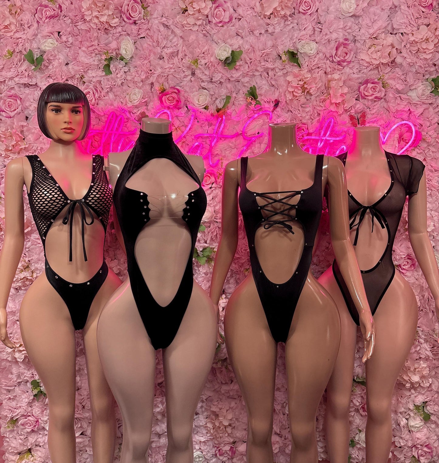 Bottlegirl One - Piece Black Bodysuit Exotic Dancewear for Performers, Raves, or Night Out | Sexy and Flattering Style