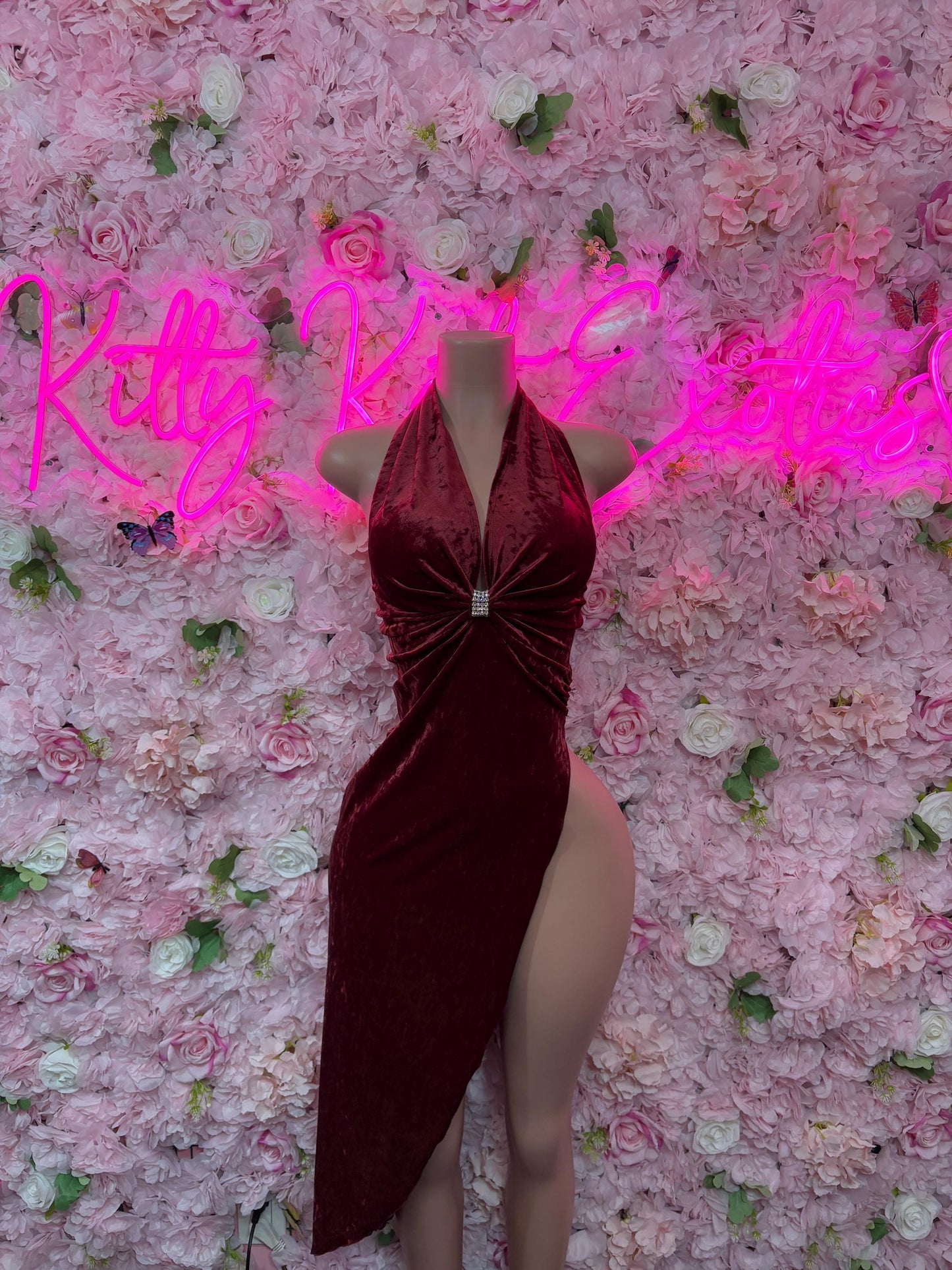 Valentines Day Sexy Lingerie Costume Red Gown Romantic Dancewear Outfit Exotic Dancer & Bottle Girl Set
