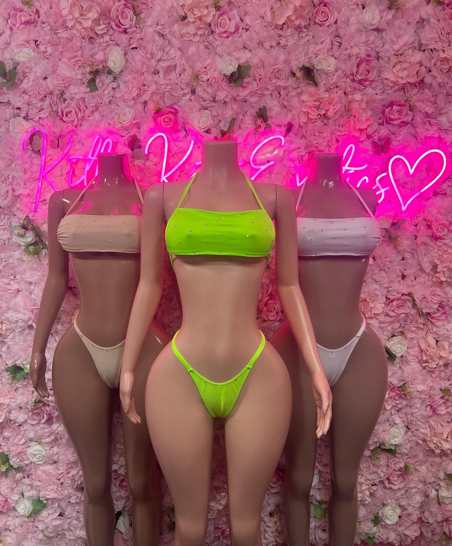 Summer Bikini Set Green Crop Top | Festival Outfit | Sexy Dancewear | Exotic Clubwear | Bottle Girl Outfit