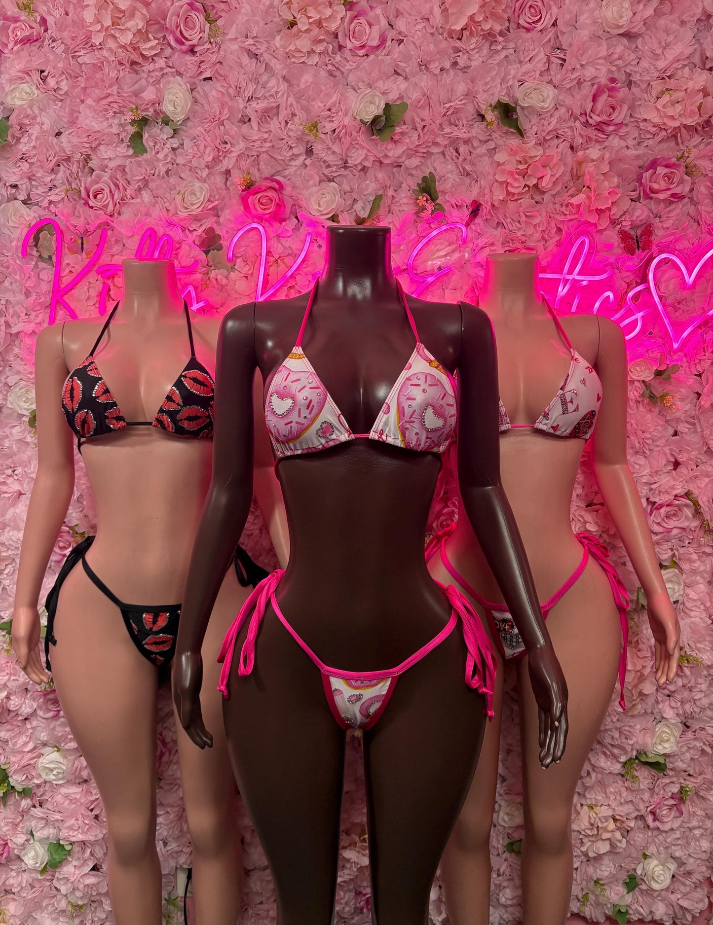 Sexy Bartender Two Piece Heart Bikini - Exotic Dancewear Elegant and Sexy for Performers, Events, or Special Occasions