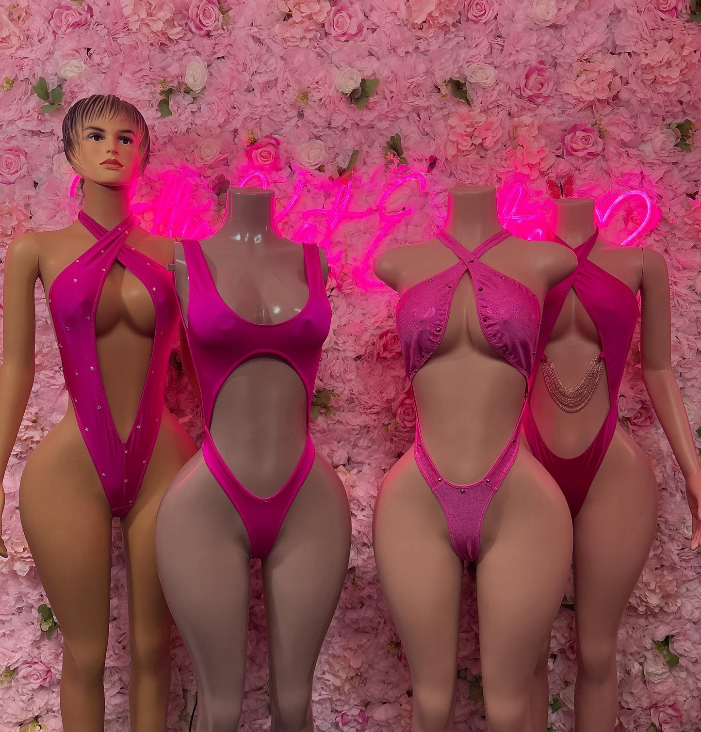 Rave Outfit One Piece Pink Bodysuit - Exotic Dancewear Elegant and Sexy for Performers, Events, or Special Occasions