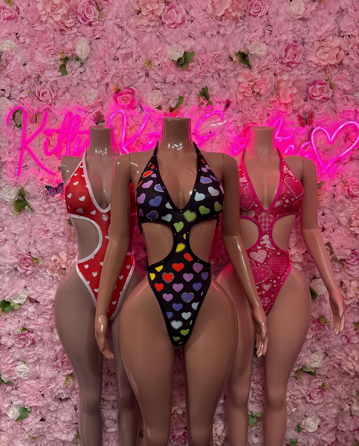 Cute Valentines Day Exotic Dancewear One-Piece Bodysuit - Sexy Hearts Romantic Outfit for Date Night - Cute Gift for Her