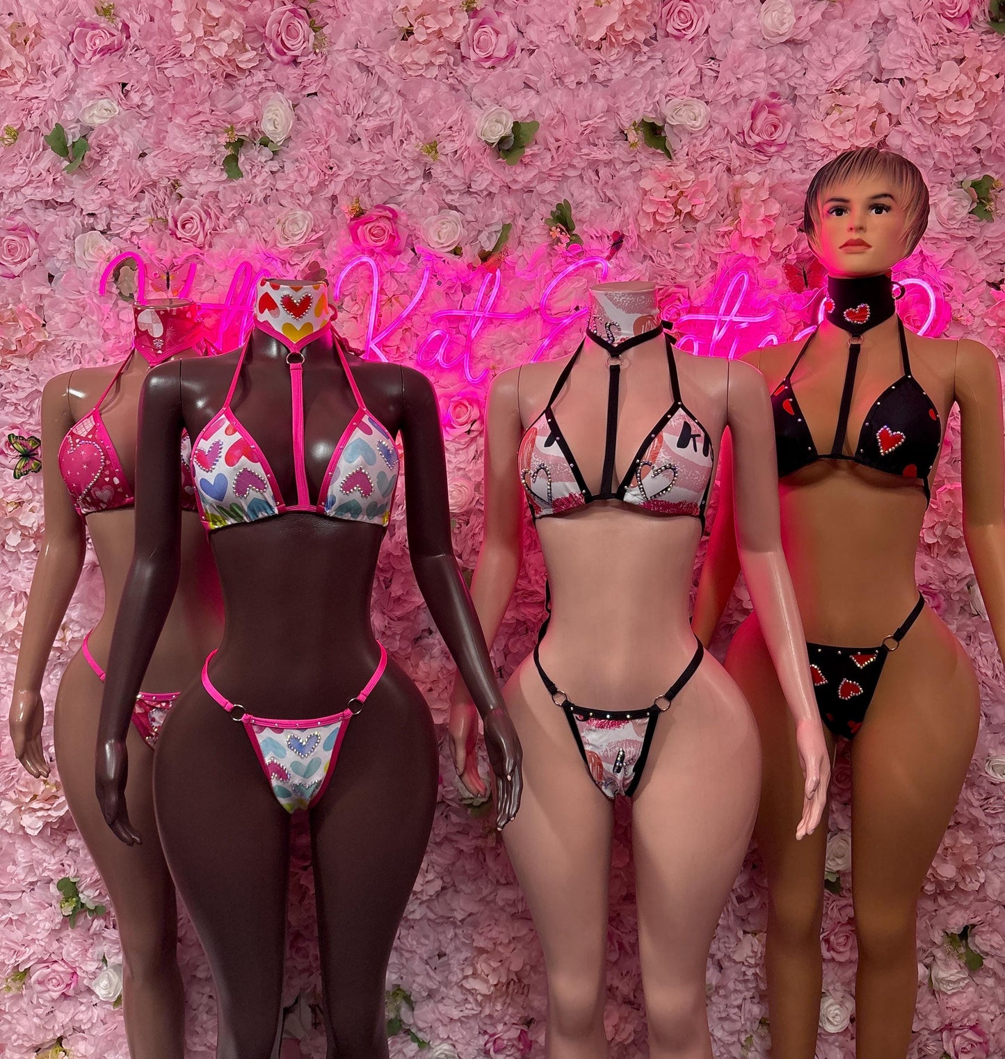 Valentines Day Two-Piece Bikini Chocker - Sexy Kisses Romantic Outfit for Date Night - Cute Gift for Her