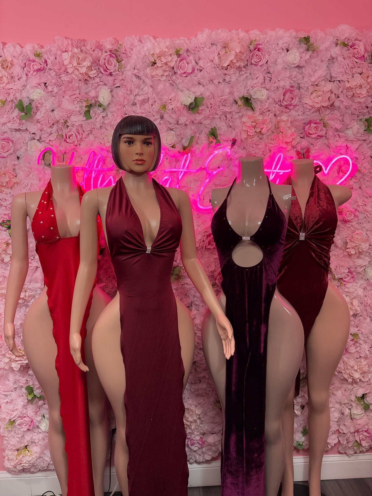 Valentines Day Sexy Lingerie Costume Red Gown Romantic Dancewear Outfit Exotic Dancer & Bottle Girl Set
