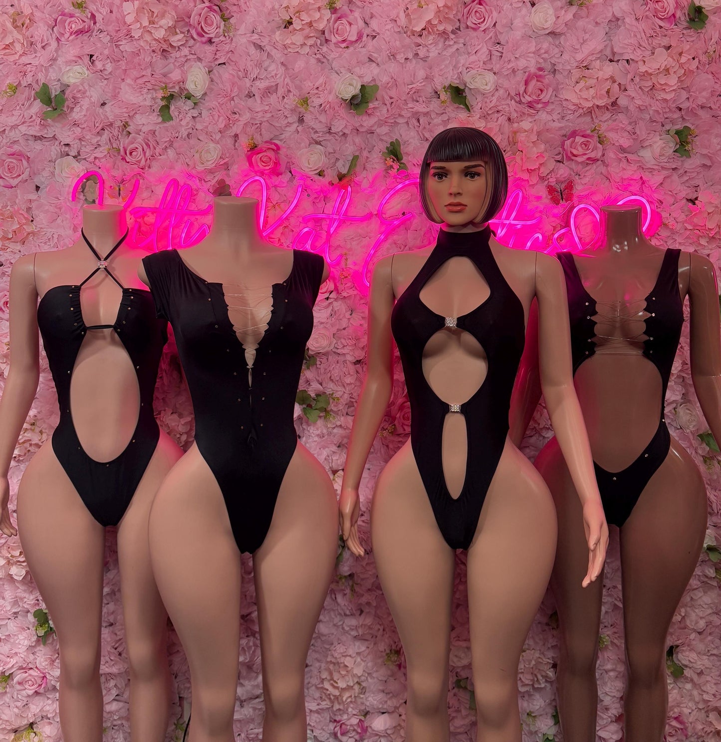 Waitress Uniform One Piece Black Bodysuit - Exotic Dancewear Elegant and Sexy for Performers, Events, or Special Occasions