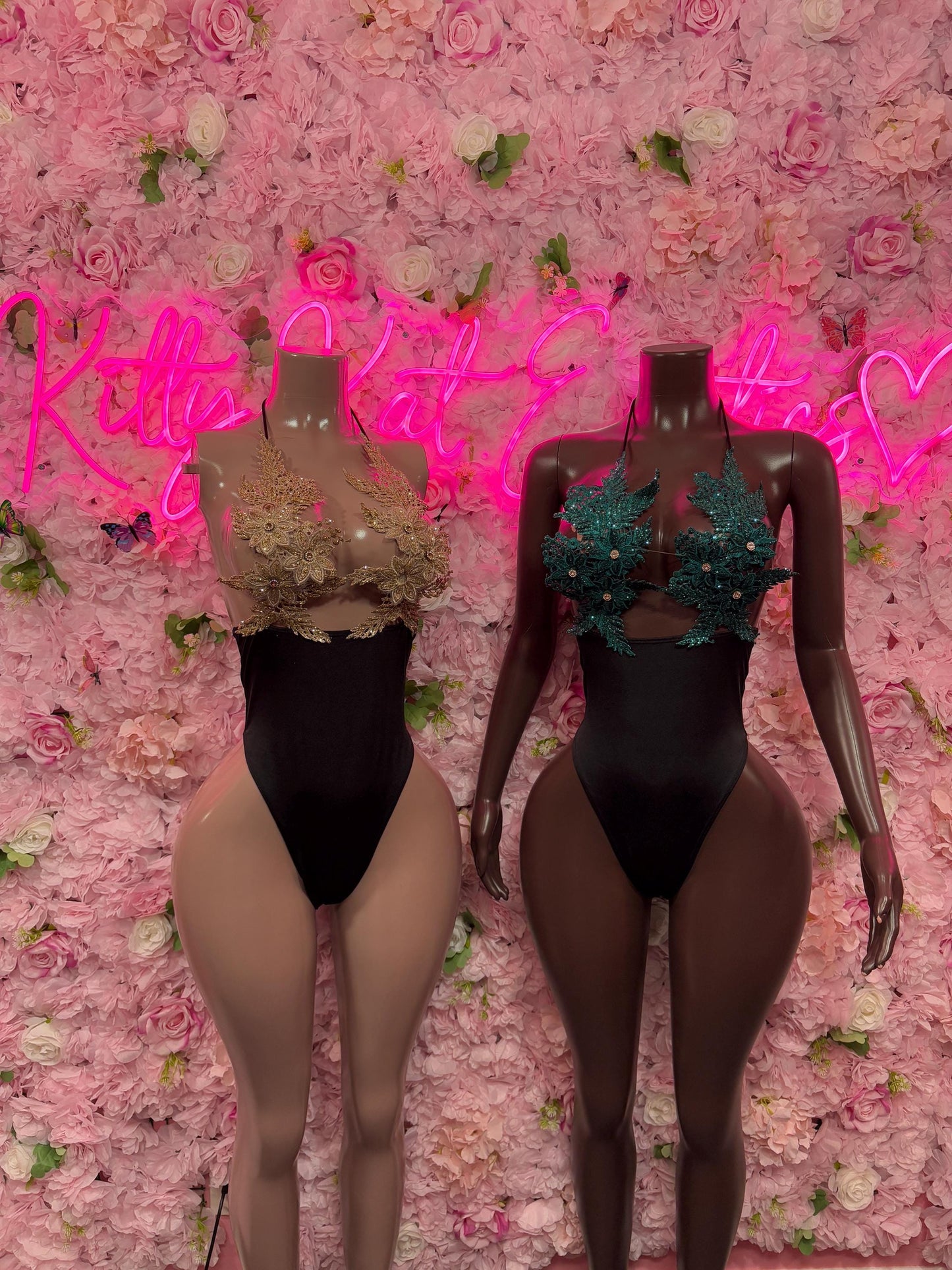 Exotic Dancewear One Piece Green Lace Feather Bodysuit - Exotic Dancewear, Bartender Sexy for Performers, Event