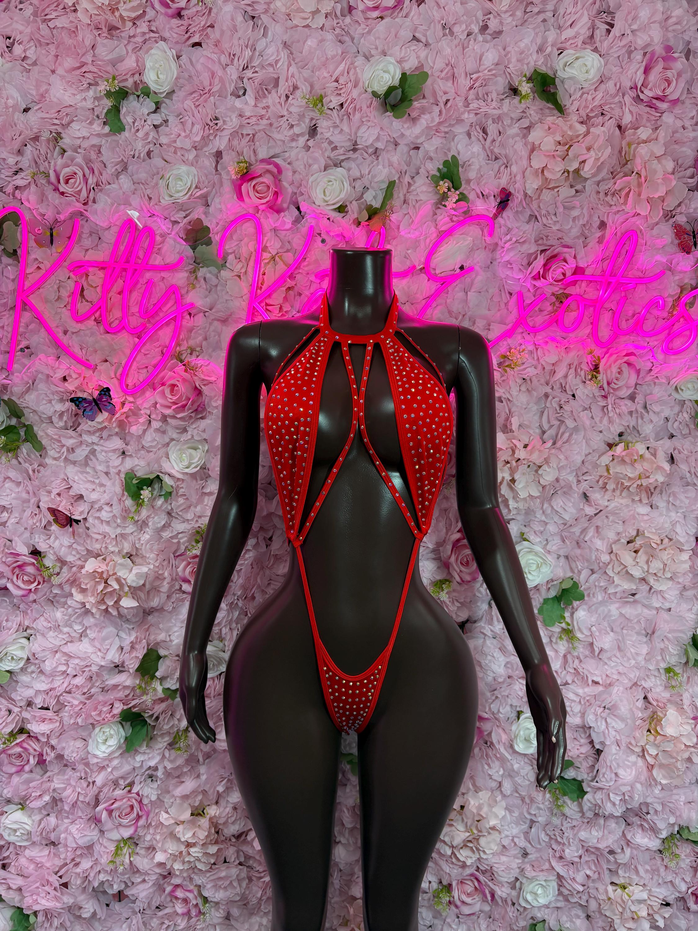 Exotic Dancewear One-Piece Red Rhinestone Slingshot -Stripper Outfit F – Kittykatexotics Exotic Dancewear One-Piece Red Rhinestone Slingshot -Stripper Outfit F – Kittykatexotics