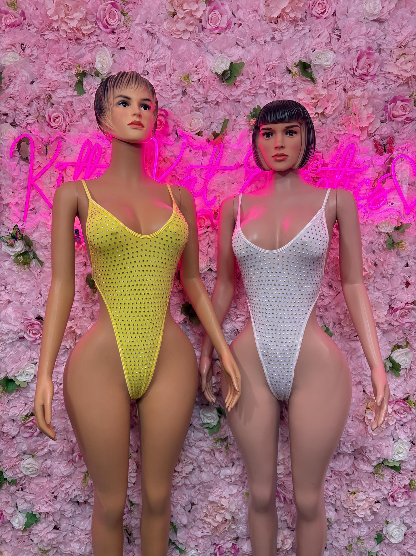 Rave Outfit One Piece White Rhinestone Bodysuit - Exotic Dancewear, Bartender Sexy for Performers,