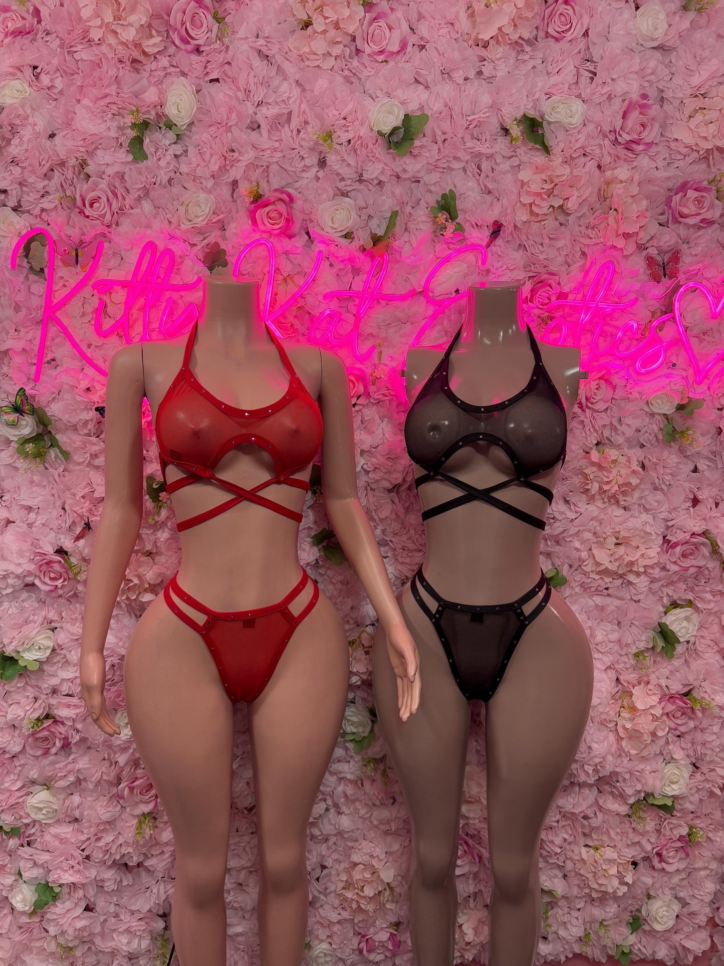 Summer Two Piece Red Bikini Mesh Ravewear Festival wear Beach wear