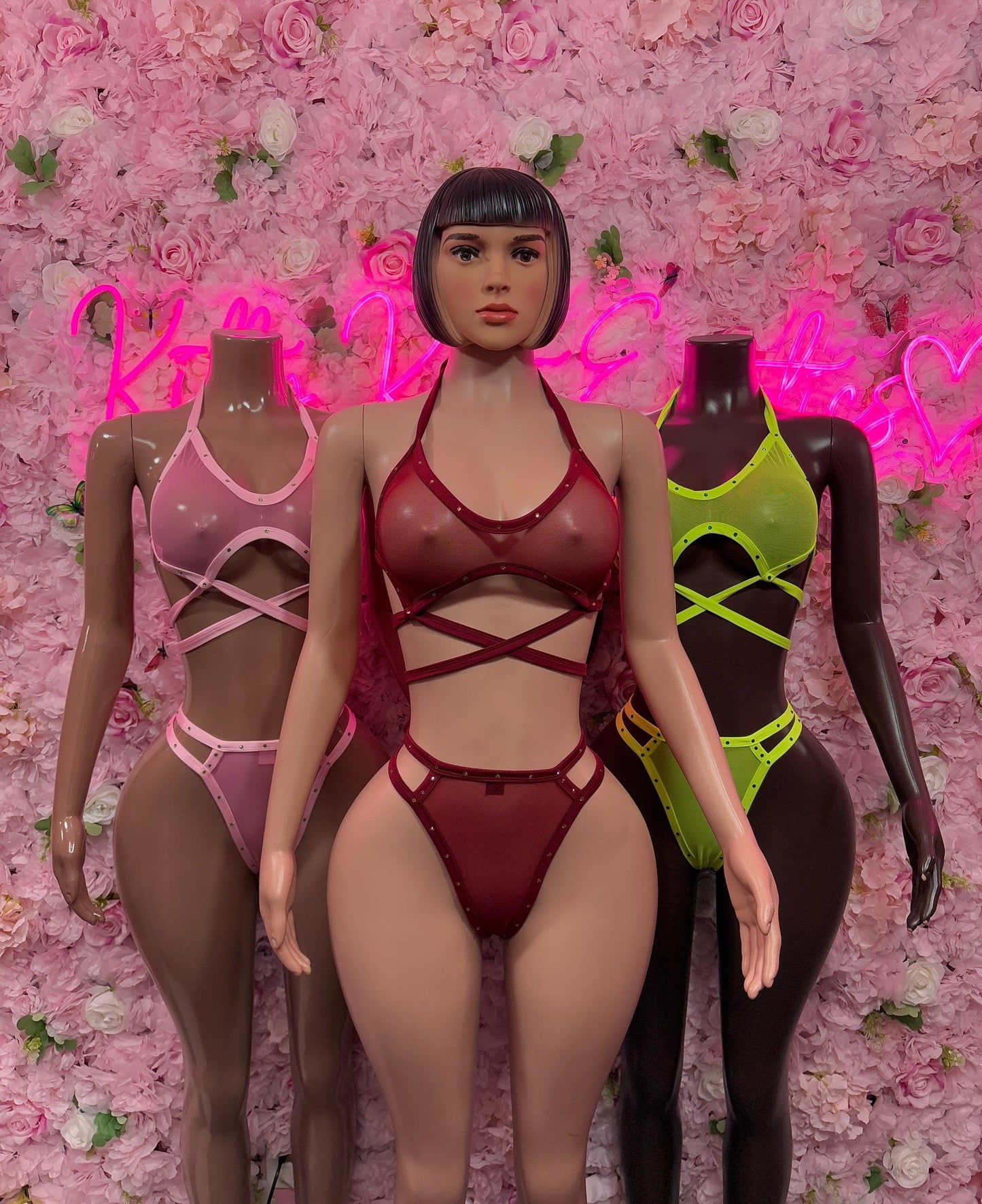 Summer Two Piece Pink Bikini Mesh Ravewear Festival wear Beach wear