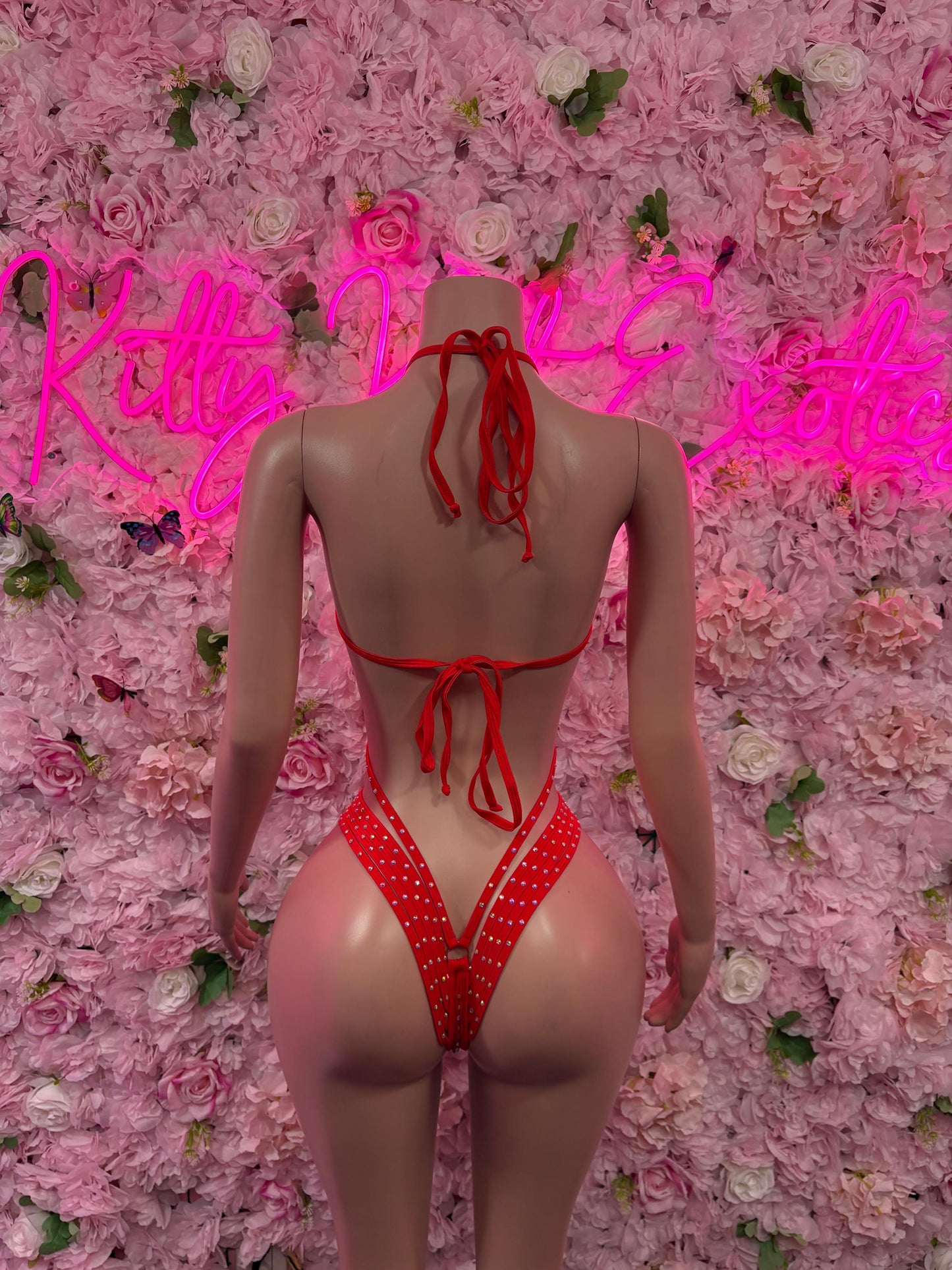 Bottlegirl One-Piece Red Rhinestone Bodysuit Bartender | Exotic Dancewear Festival wear Rave Outfit