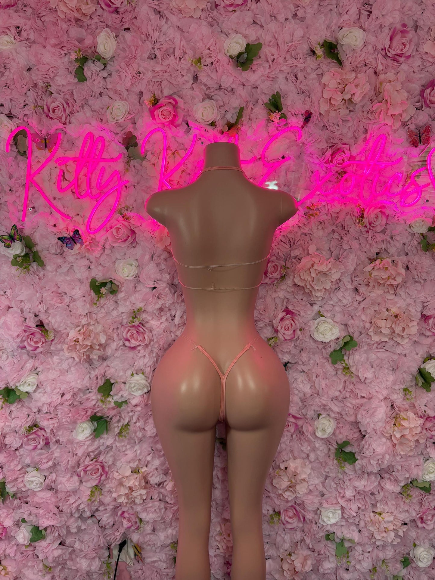 Rave Outfit One-Piece Pink Rhinestone Bikini Sparkly Stripper Outfit, Festival & Dancer Set