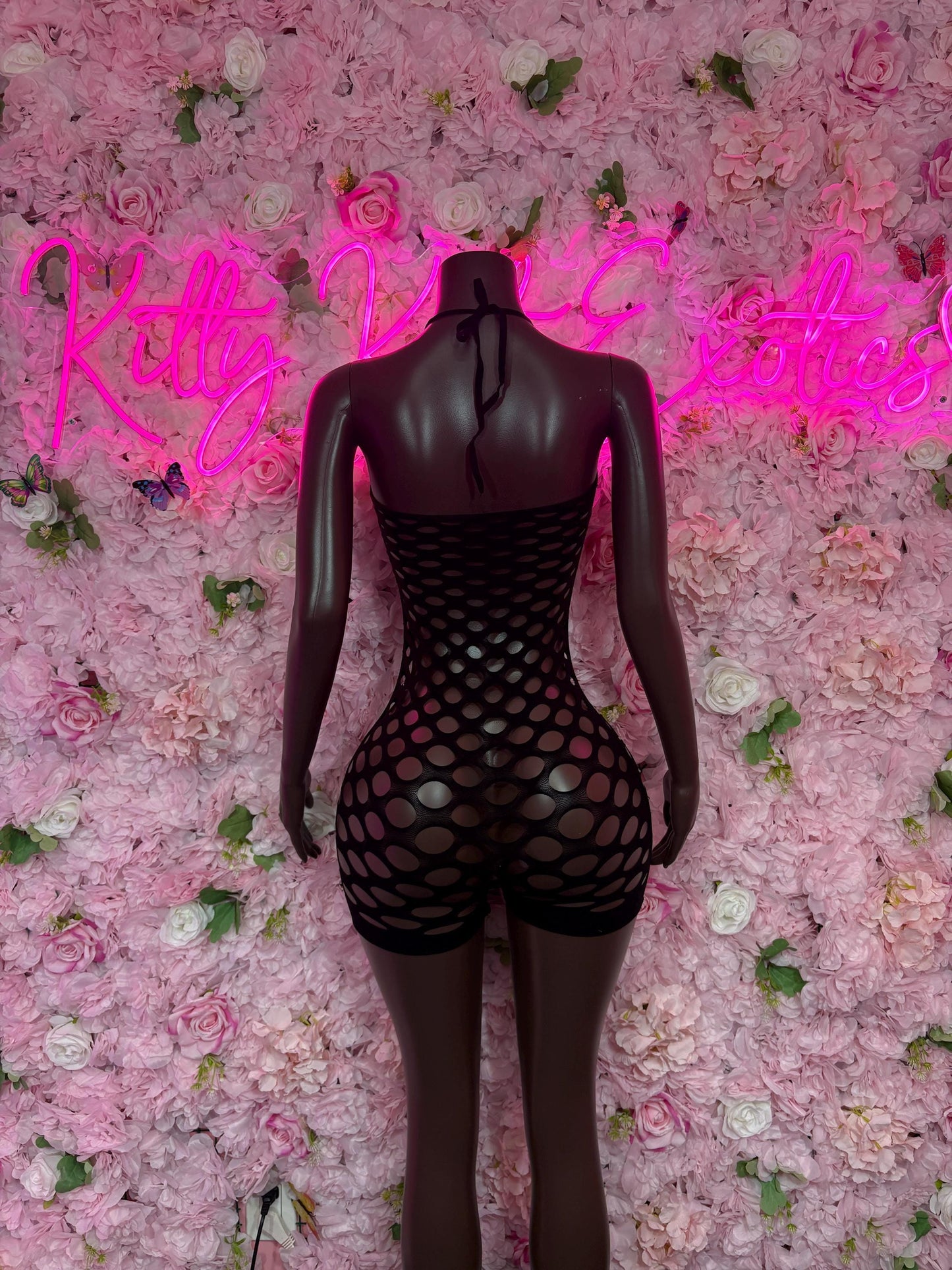 Custom Exotic Dancewear One-Piece Black Fishnet Bodysuit Rave Outfit | Festival wear
