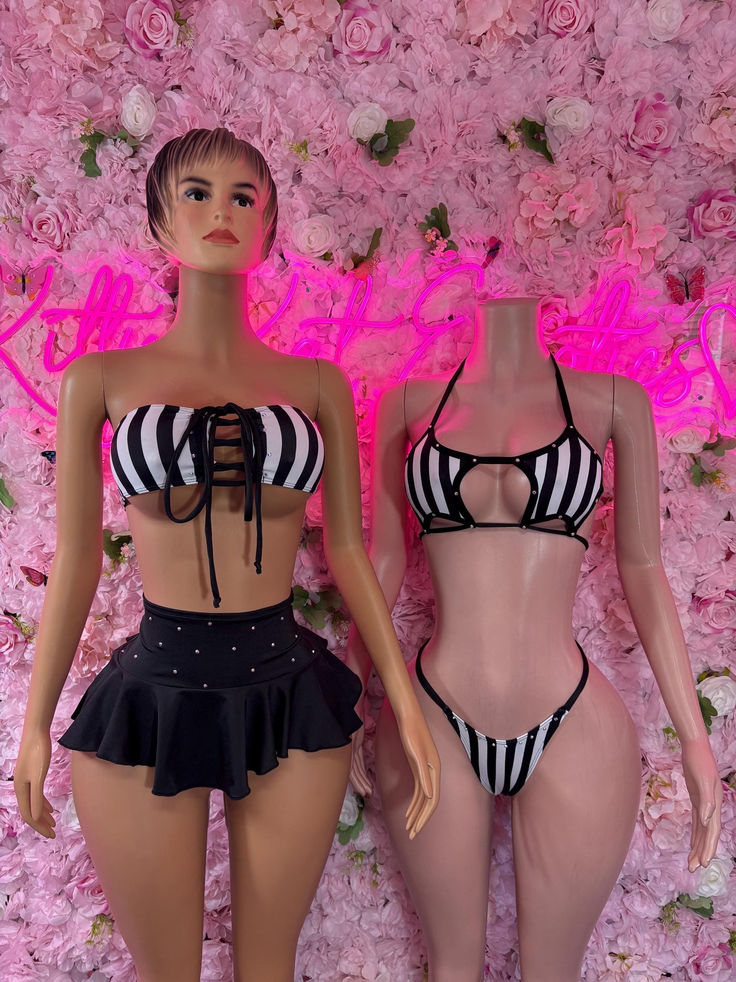 Referee Costume Set - Two Piece Sports Skirt for Women - Halloween, Rave, Clubwear, Game Day, Roleplay, Festival Look