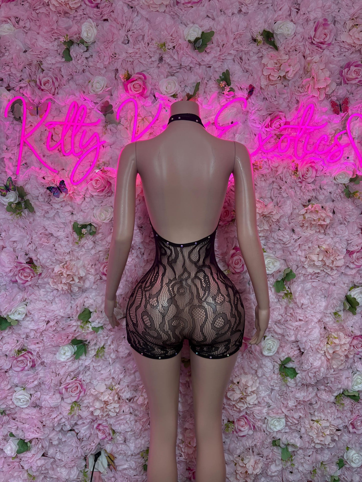 Exotic Dancewear One-Piece Black Fishnet Bodysuit Rave Outfit | Festival wear