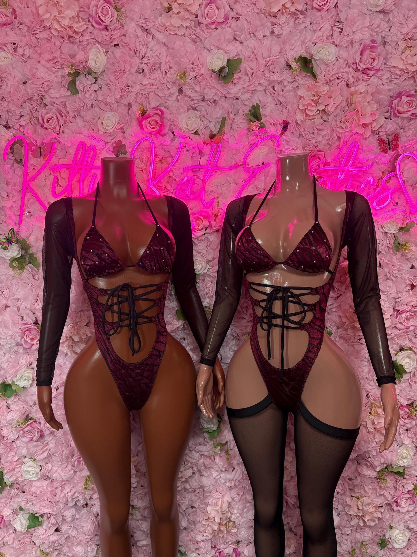 Rave Outfit - Bottlegirl One Piece Bodysuit Burgundy Velvet - Sexy Performance Costume, Exotic Dancewear, Bold Dance Outfit