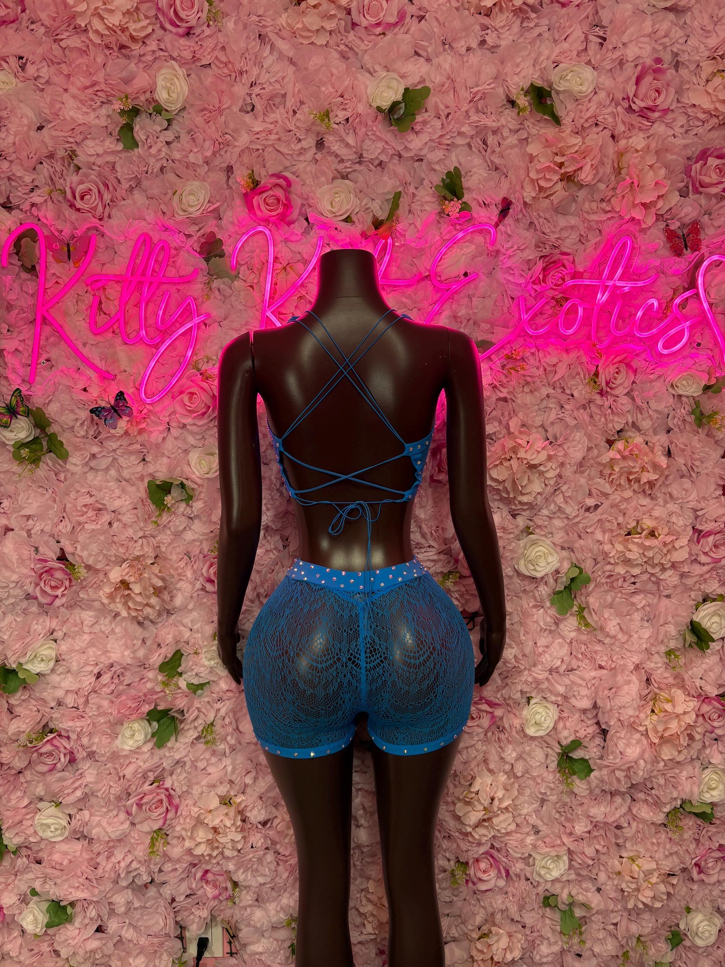 Fishnet Bodysuit One-Piece Blue Exotic Dancewear, Ravewear for Performers, Raves, or Night Out | Bottle girl Outfits