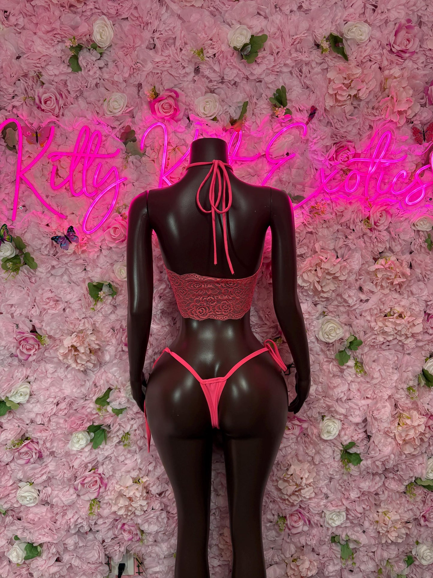 Ravewear Two-Piece Coral Lace Bikini Exotic Dancewear, Ravewear for Performers, Raves, or Night Out | Bottle girl Outfits