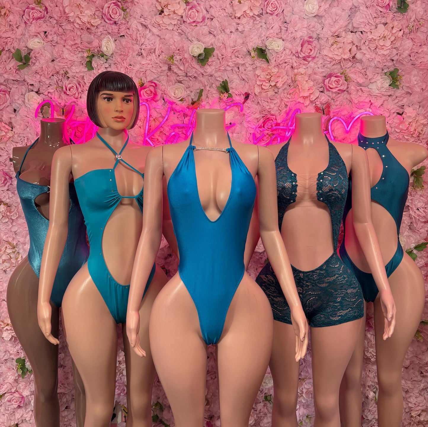 Exotic Dancewear One-Piece Teal Lace Bodysuit Exotic Dancewear, Ravewear for Performers, Raves, or Night Out | Bottle girl Outfits