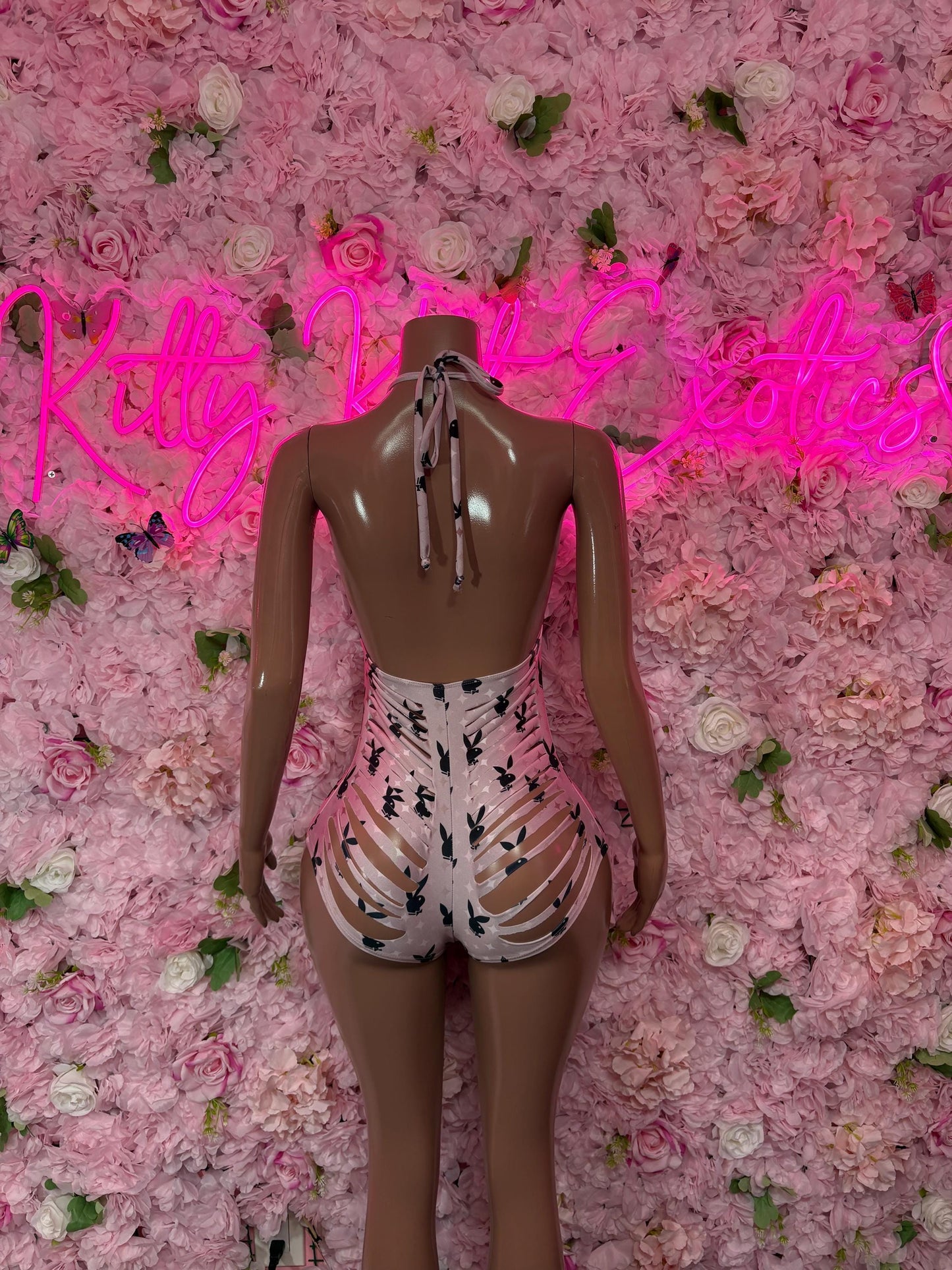 Bartender One-Piece Bunny Bodysuit - Festival Outfit, EDM Party Costume, Glitter Dancewear, Boho Clubwear