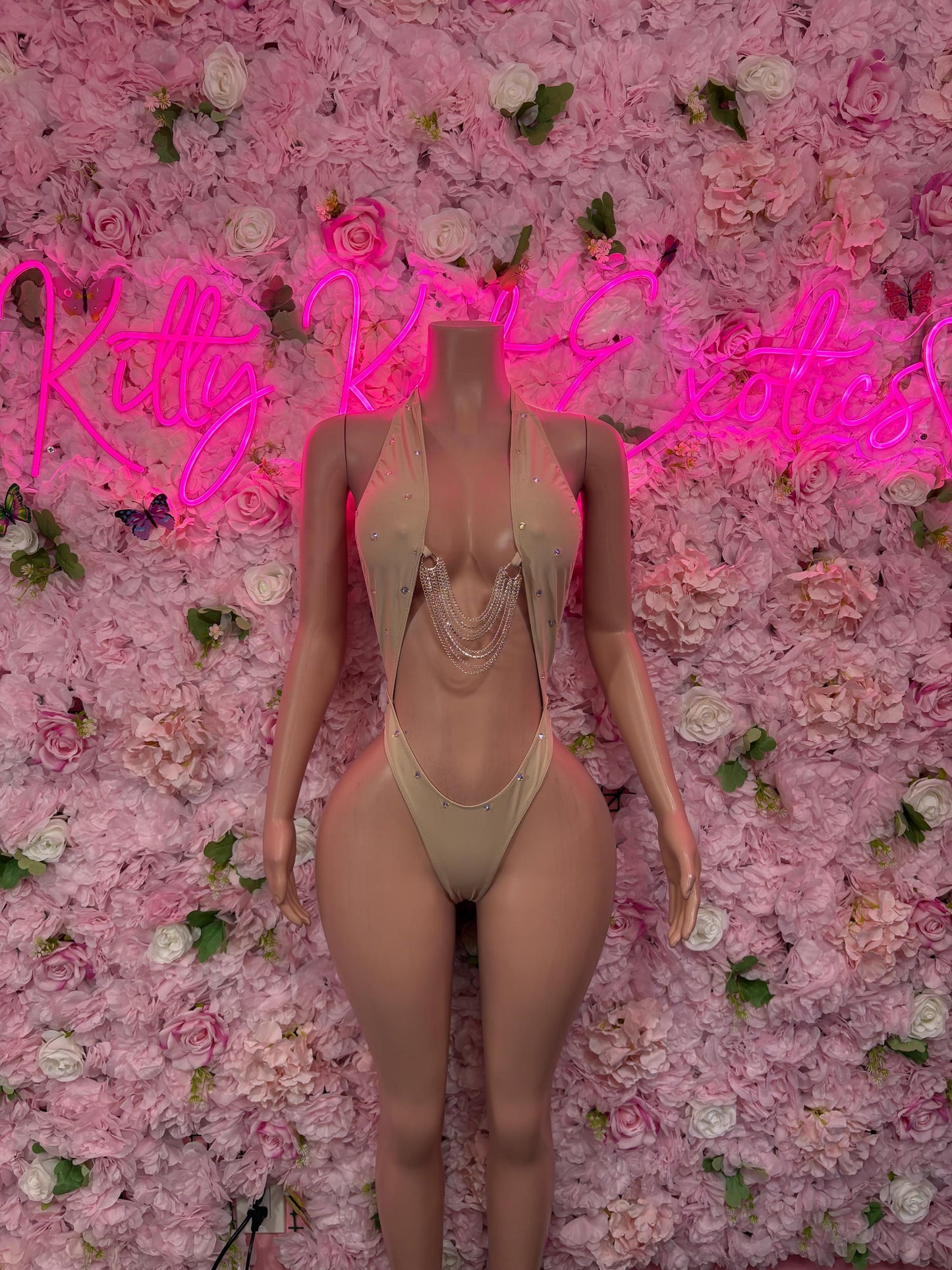 Exotic Dancewear One Piece Nude Bodysuit - Rave Oufit, Bartender Sexy for Performers, Events