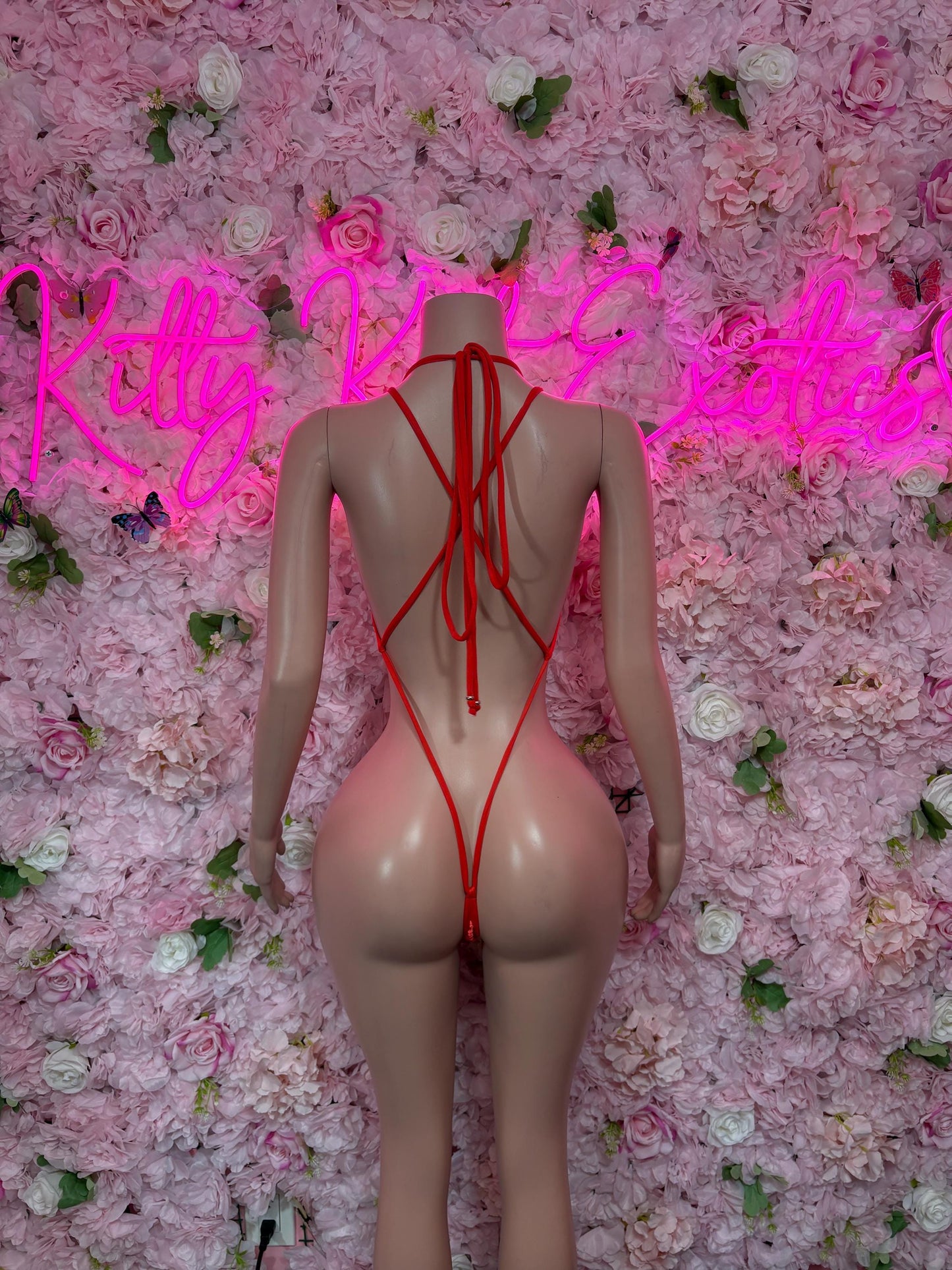 Festival Outfit One Piece Fishnet Red Dancewear Exotic Wear - Rave Outfit