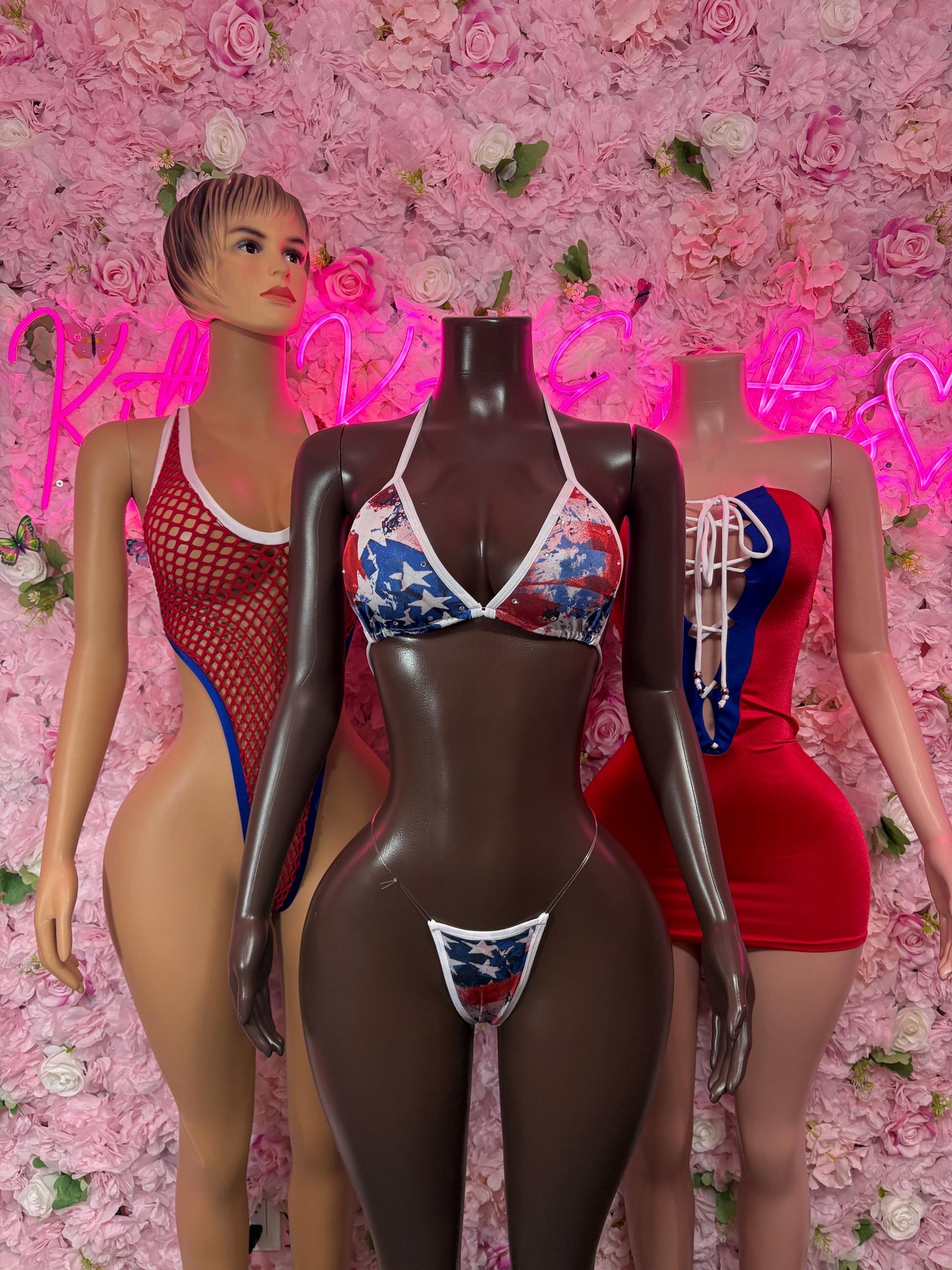 USA One - Piece Fishnet Bodysuit Patriotic Swimsuit for Beach, Pool Parties, or Summer Fun | Stylish and Comfortable Swimwear